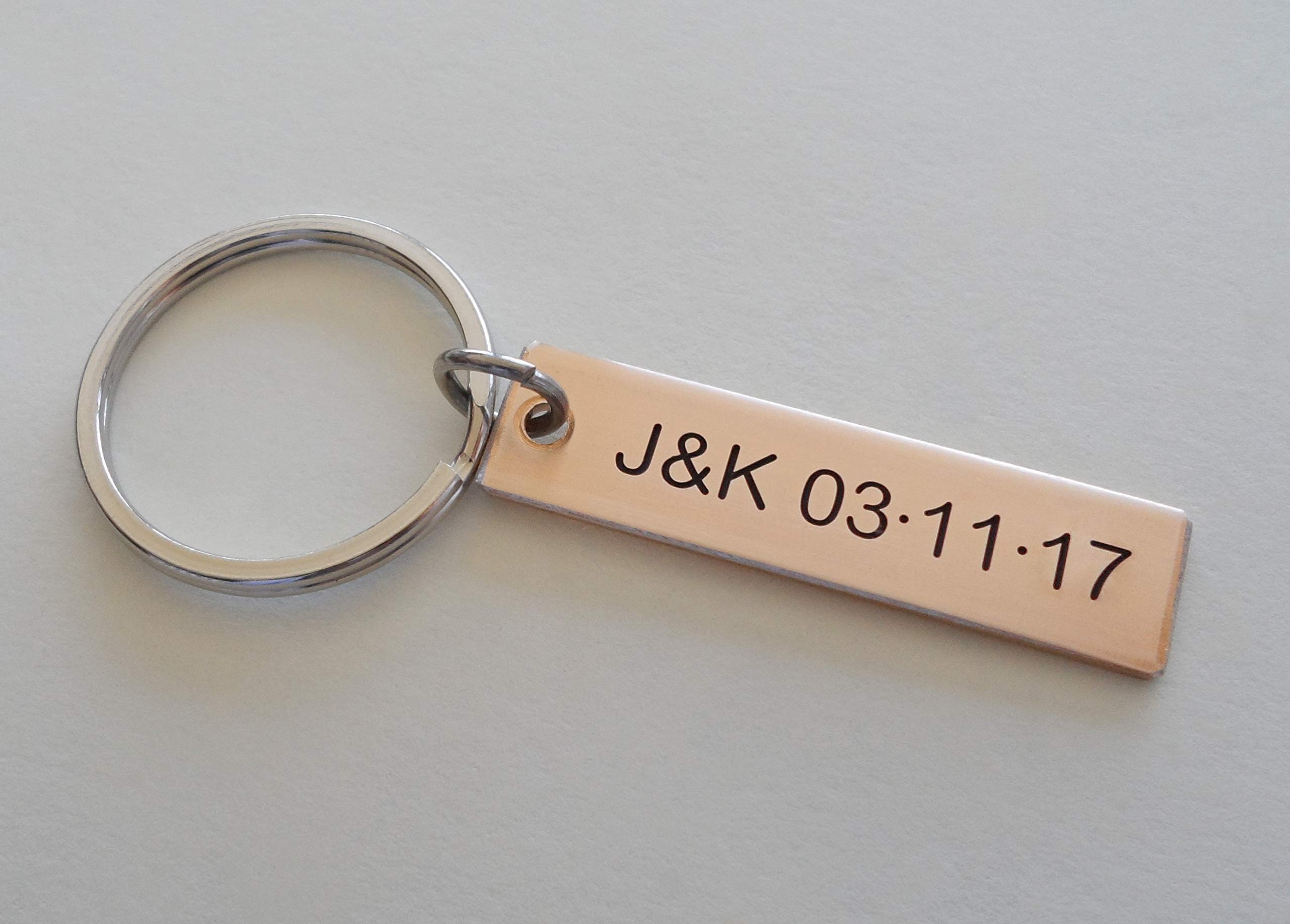 Personalized Bronze Keychain with Engraved Initials - Custom Couples Gift for Anniversary, Wedding, Boyfriend & Girlfriend - Perfect for Romantic Gifts, Travel Accessories & Everyday Carry
