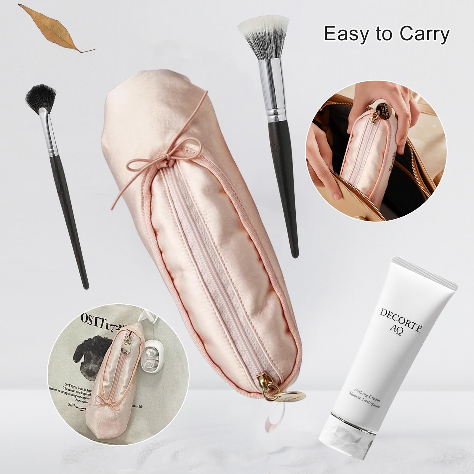 Pink Ballet Shoe Makeup Bag - Small Cute Cosmetic Pouch for Girls, Mini Travel Makeup Organizer with Bow, Perfect Dance Recital Gift for Ballerinas | Ideal for Dance Classes, Travel & Everyday Purse Organization