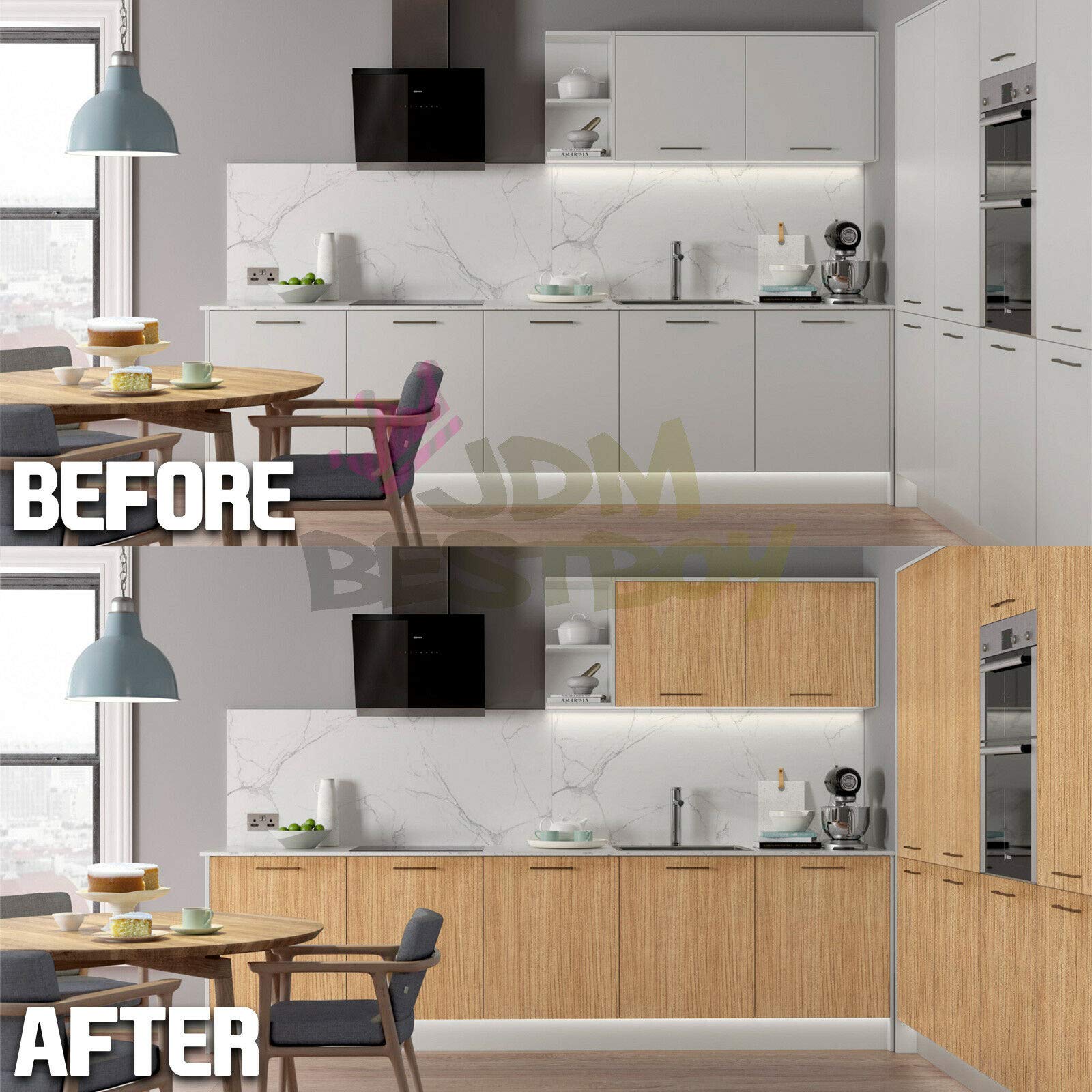 Premium Black Wood Grain Vinyl Wrap - Self-Adhesive Contact Paper Roll for Furniture, Cabinets & Walls - 60