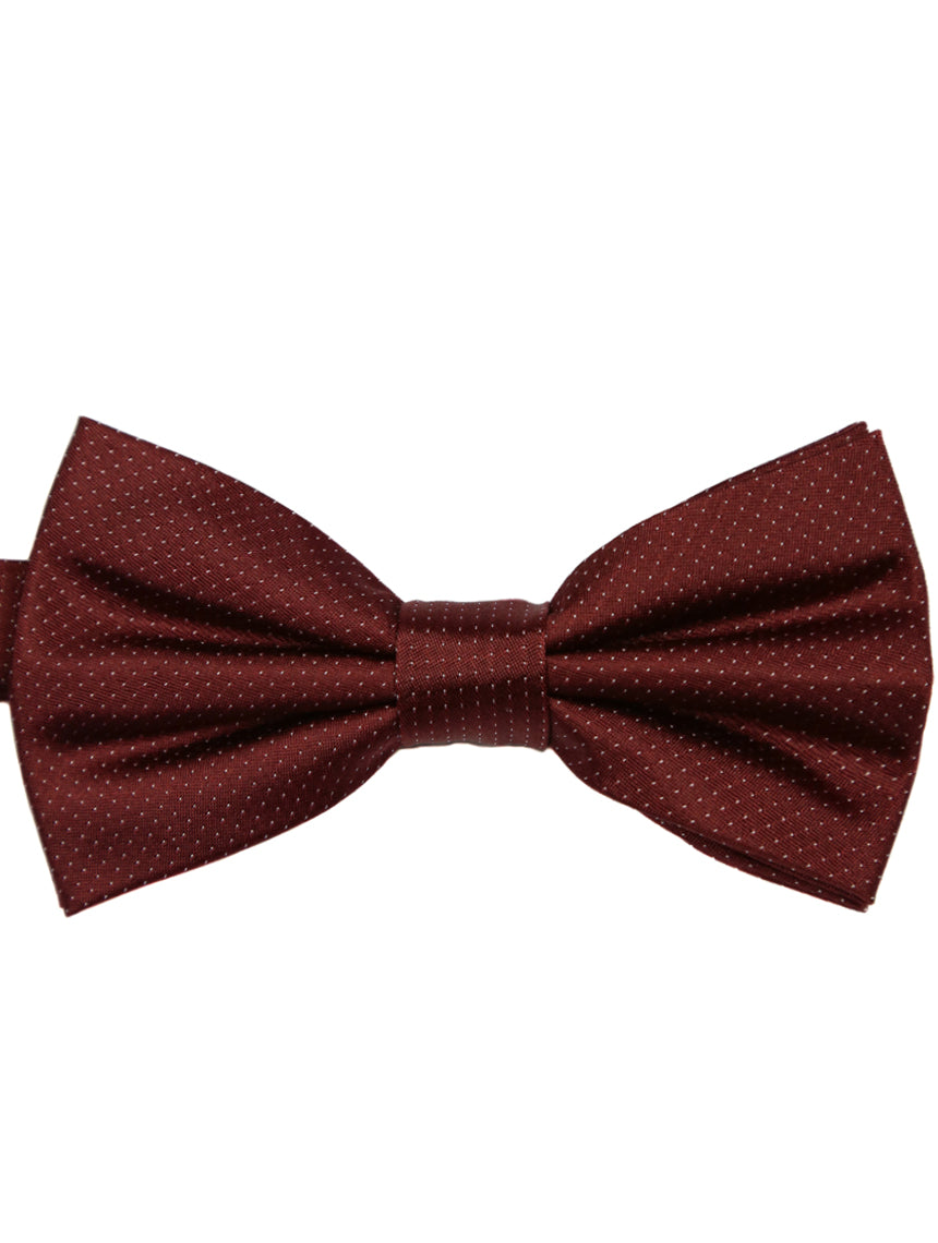 DÉCLIC Classic Microdot Bow Tie for Men - Burgundy Red Pre-Tied Necktie | Perfect for Weddings, Prom, Formal Events & Office Wear