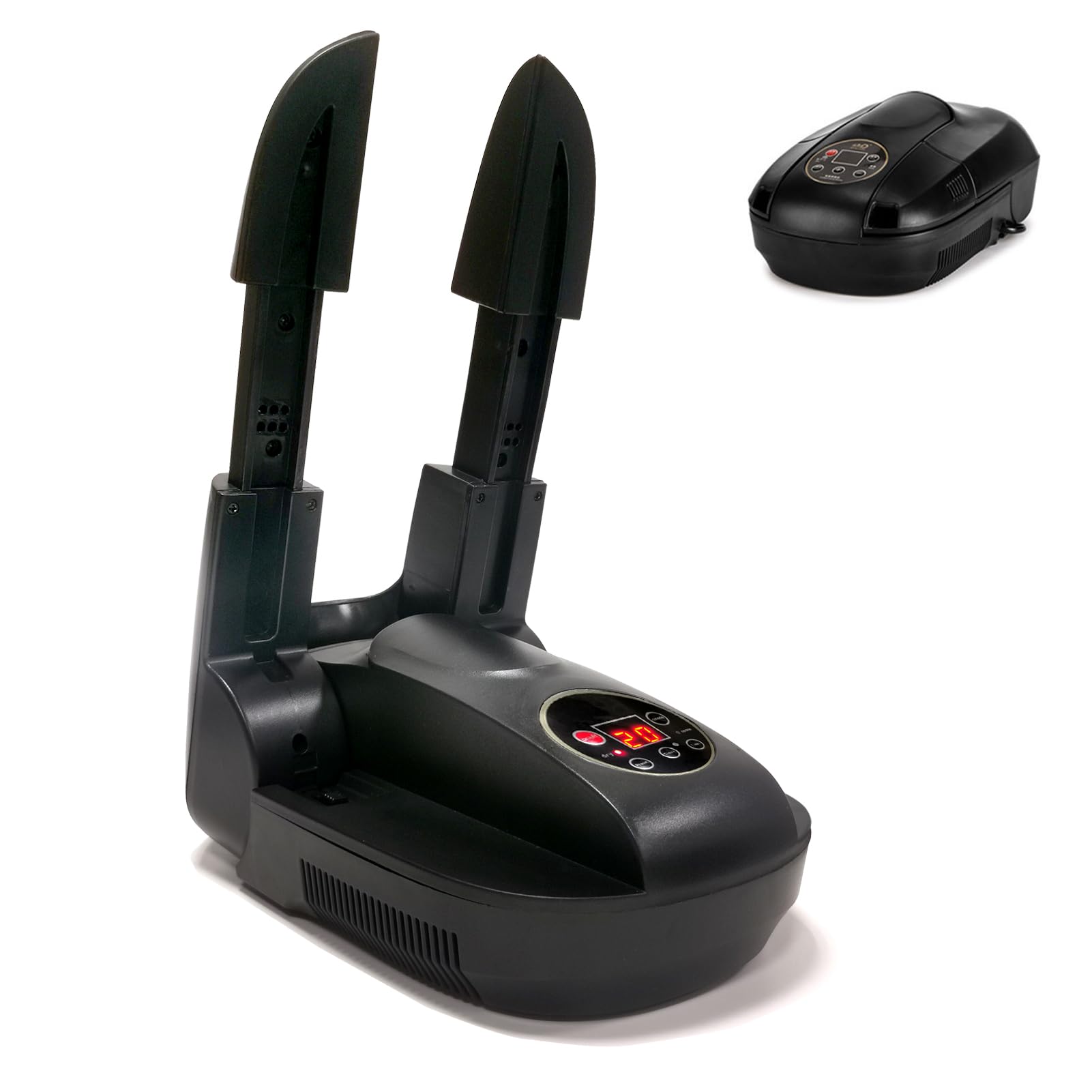 Electric Shoe Sterilizer & Boot Dryer with Ozone Deodorizer | Digital Timer & Control Hair Dryer Function (Model G-S6629B) - Black | Perfect for Gym Shoes, Hiking Boots & Winter Footwear Care