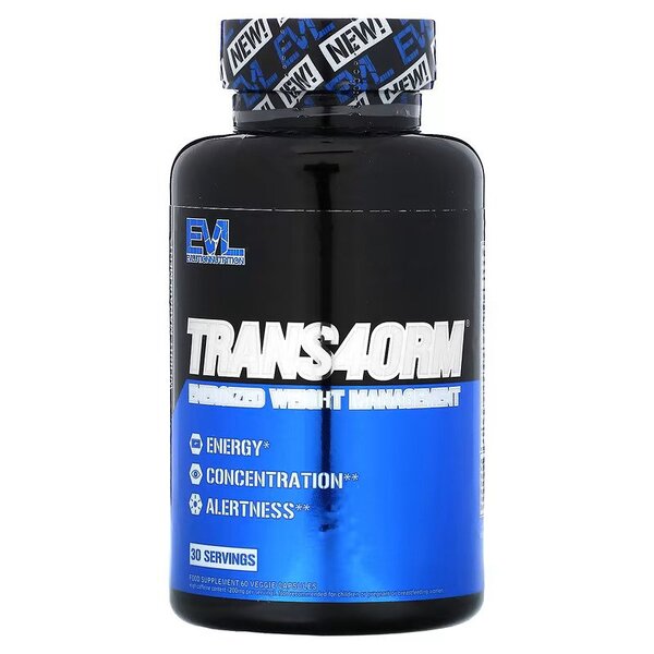 EVLution Nutrition Trans4orm - 60 Vegan Capsules for Muscle Recovery & Performance Boost | Pre & Post Workout Supplement for Athletes & Fitness Enthusiasts