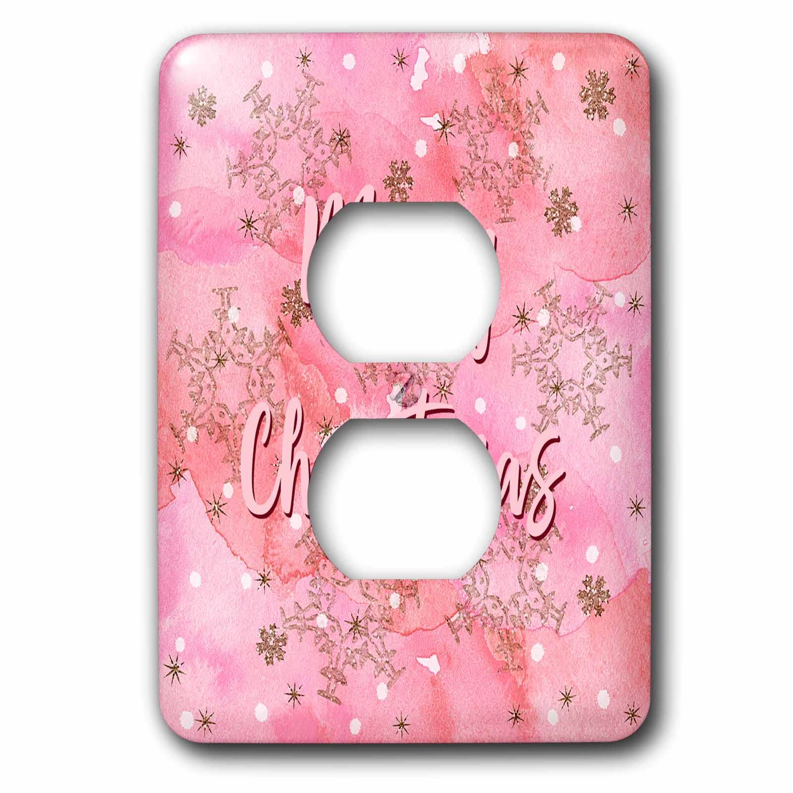 3D Rose Merry Christmas Light Switch Cover with Yellow Snowflakes and Stars - Holiday Home Decor for Living Room, Bedroom, and Office (LSP-361442-6)