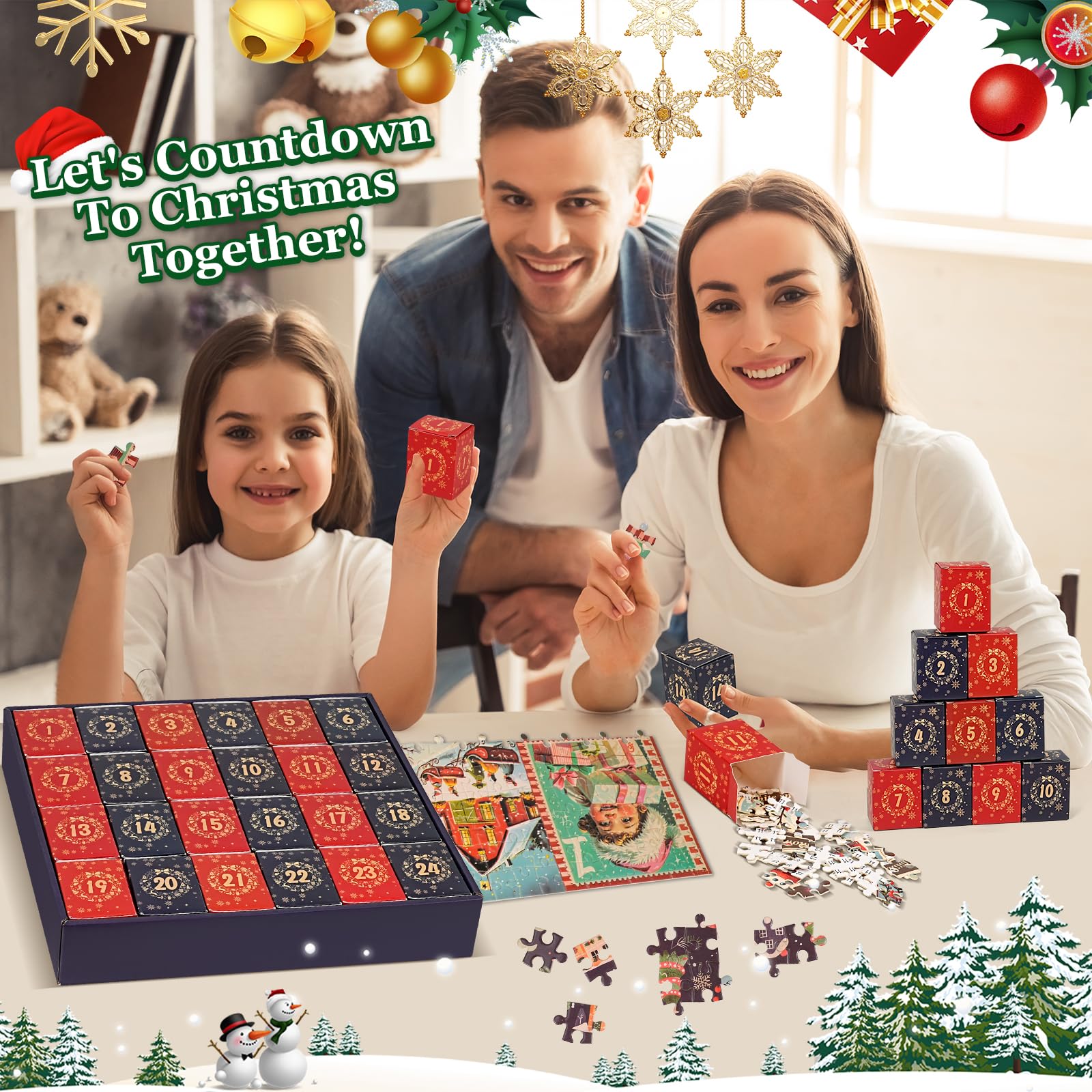2024 Advent Calendar Puzzle for Adults - Christmas Countdown Puzzle (27.5 x 23.6 Inches) - Perfect for Holiday Family Activities & Christmas Decorations