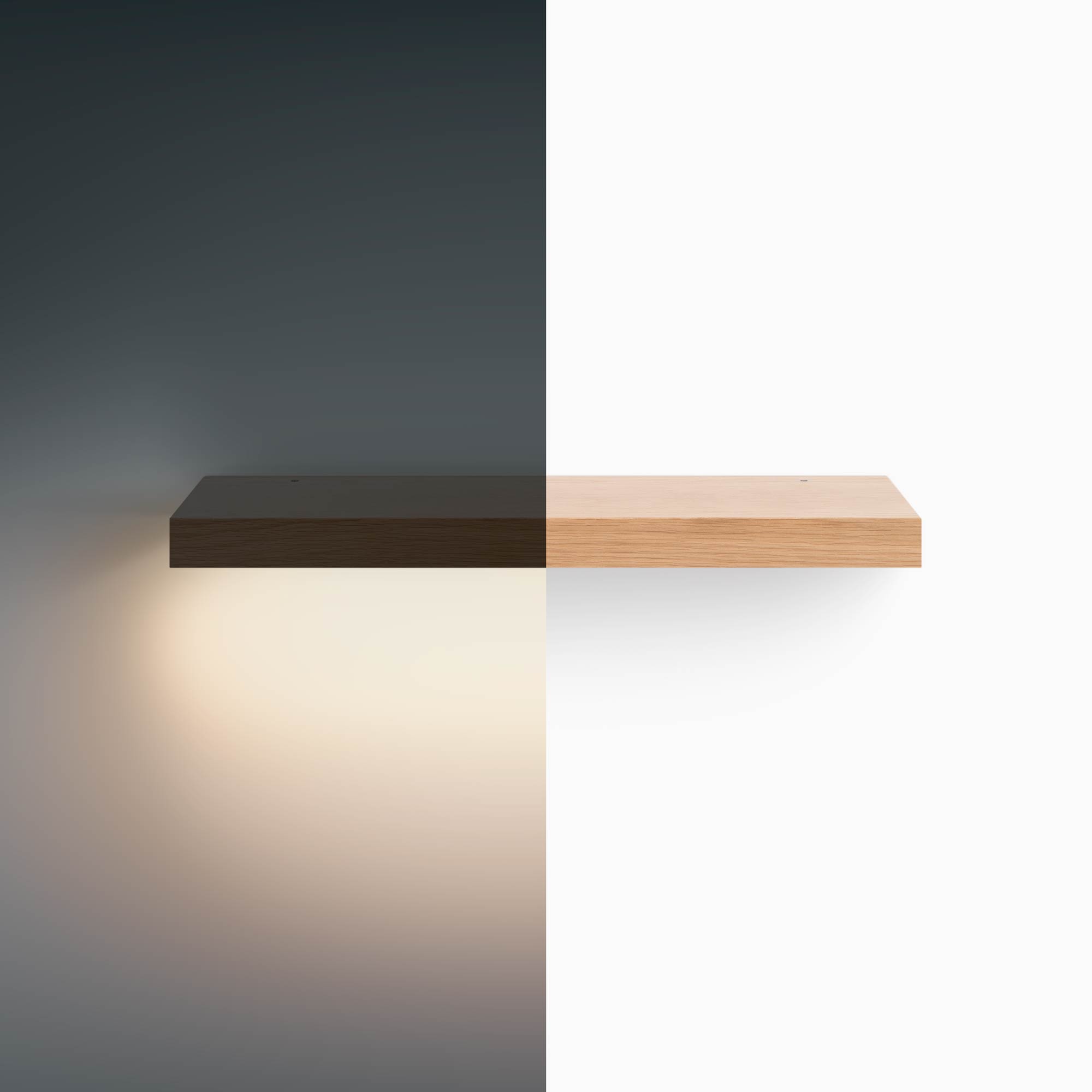 Aksel LED White Oak Floating Shelf - Modern Wall Mounted Storage for Living Room, Bedroom & Kitchen Decor