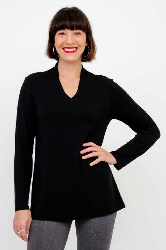Chimmy Top - Soft Black Bamboo Fabric Women's T-Shirt for Casual Wear & Summer Outfits