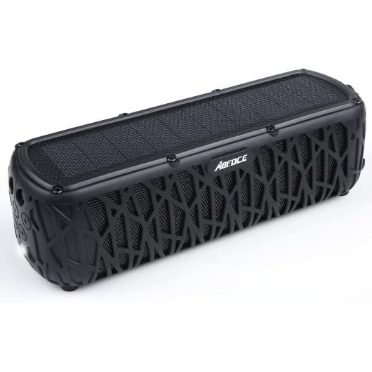 ABFOCE Solar Bluetooth Speaker - IPX6 Waterproof, 60H Playtime, 5000mAh Battery, LED Lights - Portable Wireless Outdoor Speaker for Travel, Beach, Pool, Camping & Shower - Perfect for Parties, Hiking & Backyard BBQs