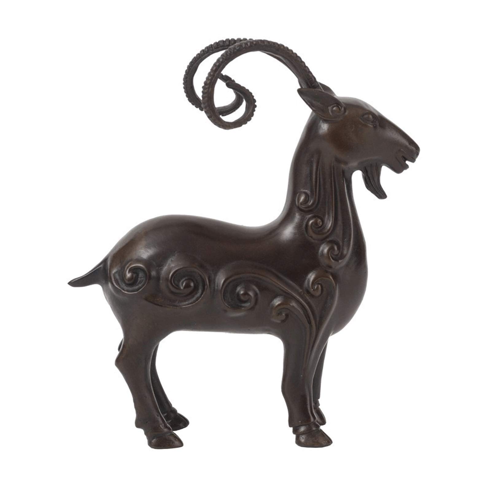 Handmade Brass Chinese Zodiac Goat Statue - Vintage Metal Farm Animal Sculpture for Home & Office Decor | Rustic Farmhouse Desktop Decoration | Perfect Gift for Zodiac Collectors & Home Styling