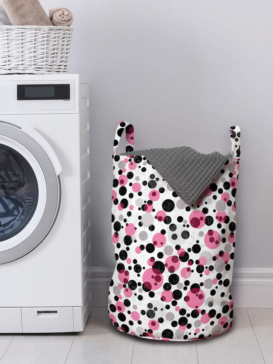 Ambesonne Retro Abstract Laundry Bag with Handles & Drawstring Closure - 13