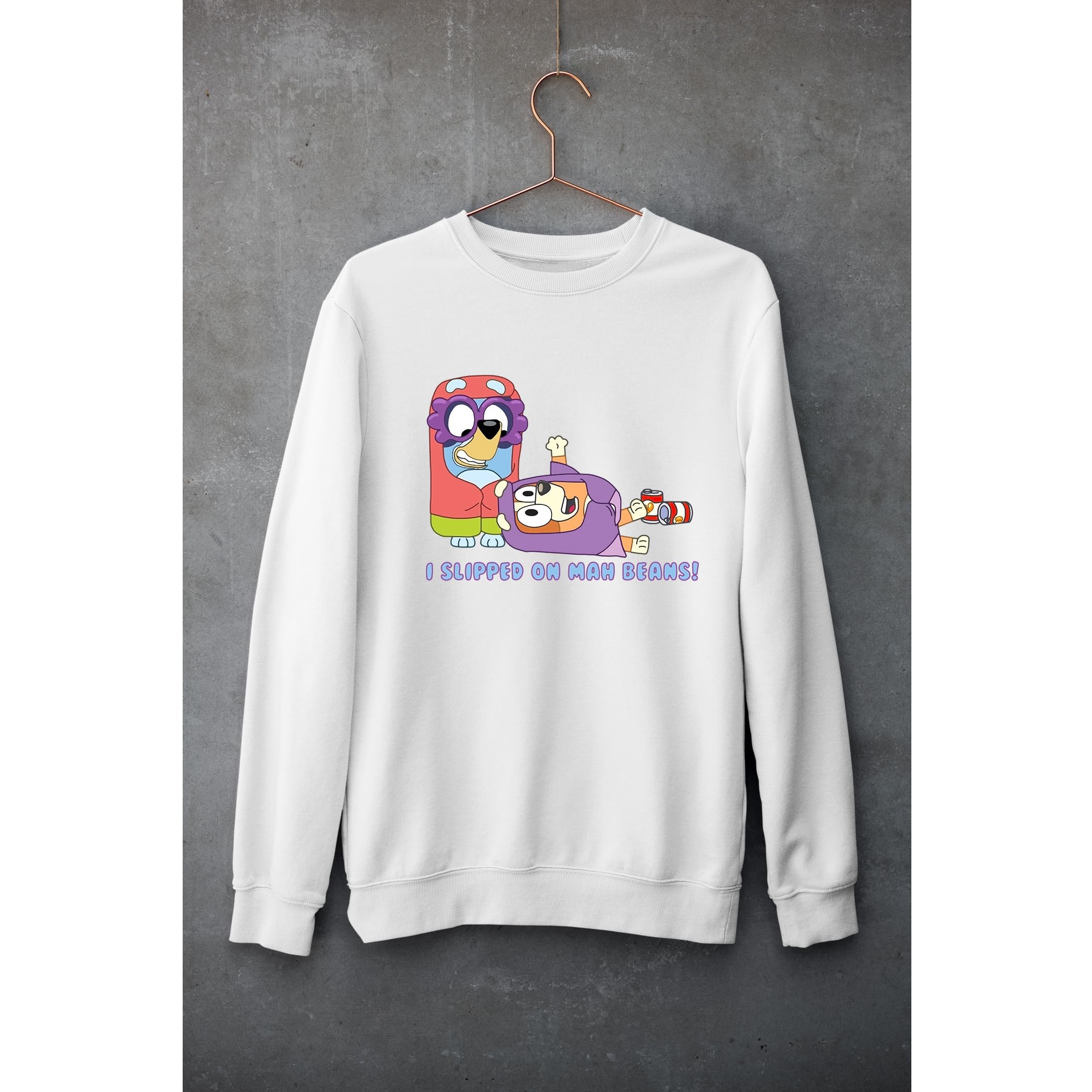 Bluey Birthday Party Sweatshirt for Girls - Funny 'I Slipped On Mah Beans' Graphic - Kids & Family Matching Outfits for Birthday Celebrations & Squad Events