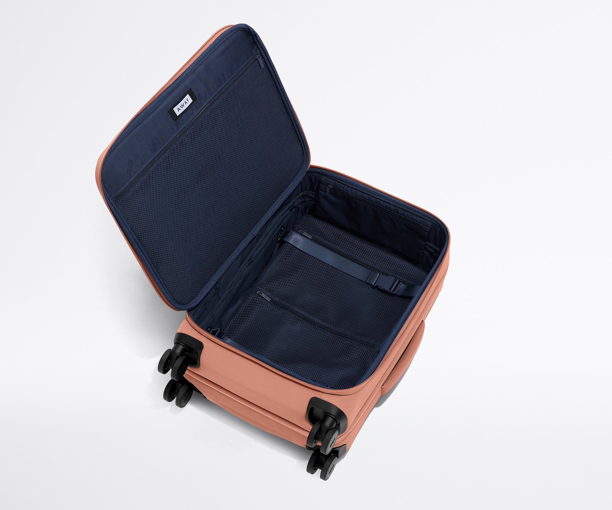 Softside Bigger Carry On Luggage in Clay Pink - Lightweight Spinner Suitcase for Women & Men, Perfect for Air Travel & Weekend Getaways