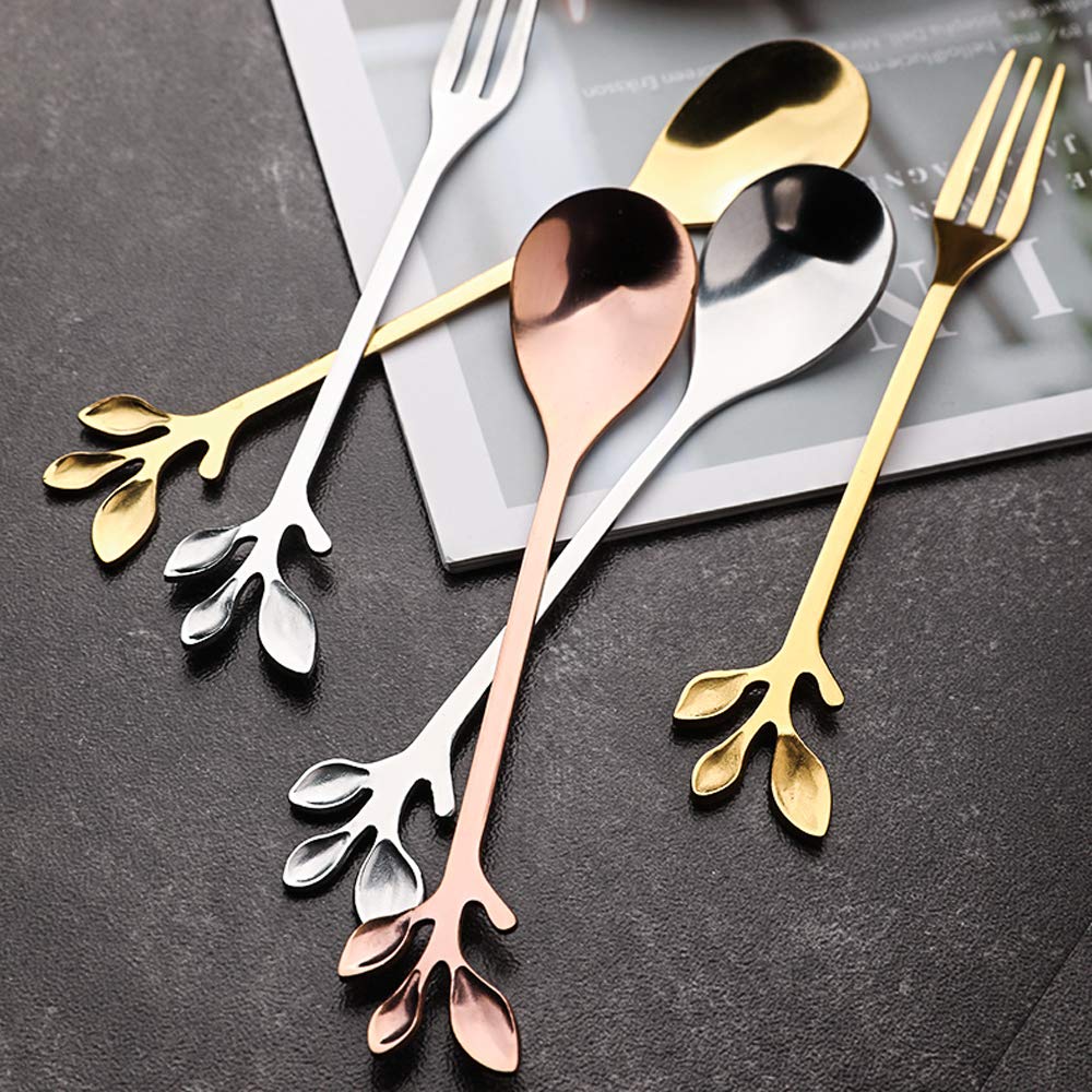 6-Piece Mini Gold & Rose Gold Coffee Spoons Set - Stainless Steel Small Tea Spoons, Ice Cream Spoons, Sugar Stirring Spoons (4.7 Inches) - Perfect for Coffee, Tea, Desserts & Party Serving