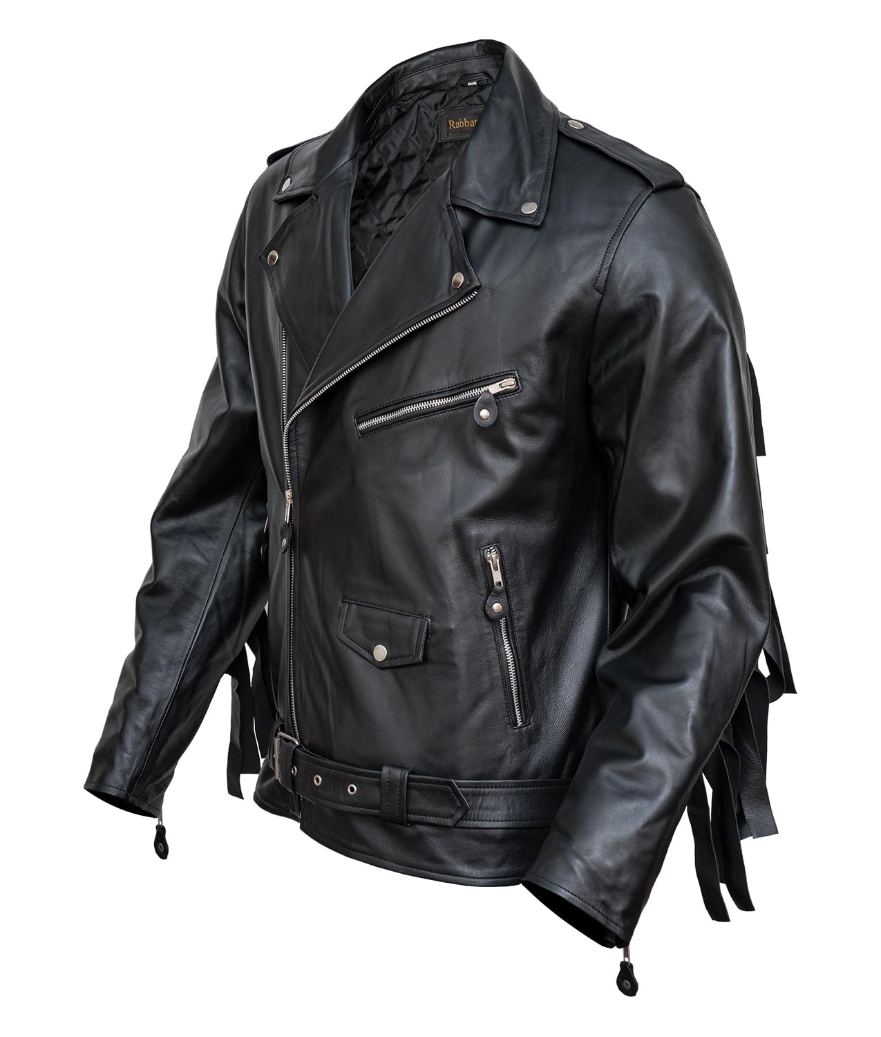 HIGOBO Men's Black Fringe Leather Jacket - Classic Biker Style Motorcycle Jacket for Men | Perfect for Riding, Parties & Casual Outfits