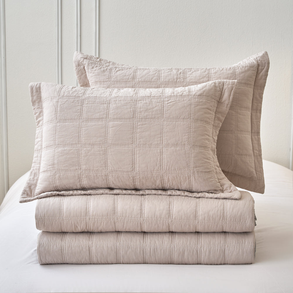 Embroidered Square Light Sand Coverlet - Super King Size Bedspread for Luxury Bedroom Decor | Perfect for Master Bedroom, Guest Room, and Hotel Use