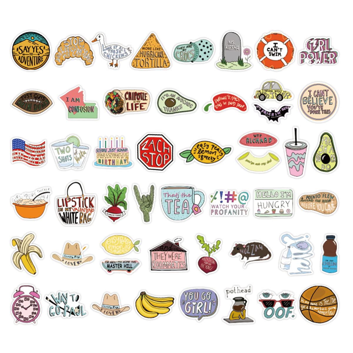100Pcs Cute Word Stickers - Creative Waterproof Vinyl Decals for Laptop, Water Bottle, Journal & DIY Crafts - Fun Stickers for Teens, Girls & Women - Perfect for School, Office & Home Decor