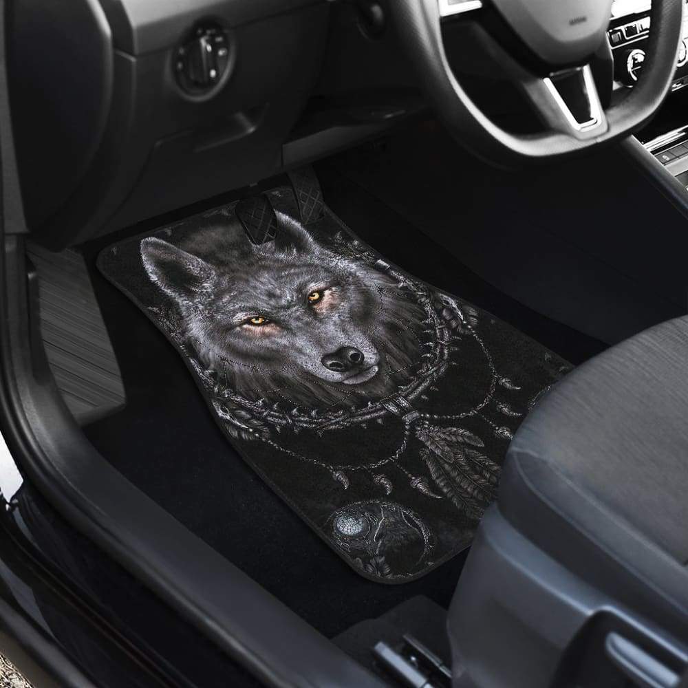 Bohemian Wolf Print Car Floor Mats - Non-Slip, Waterproof, Universal Fit for SUVs, Sedans & Trucks - Perfect for Road Trips, Camping & Outdoor Adventures