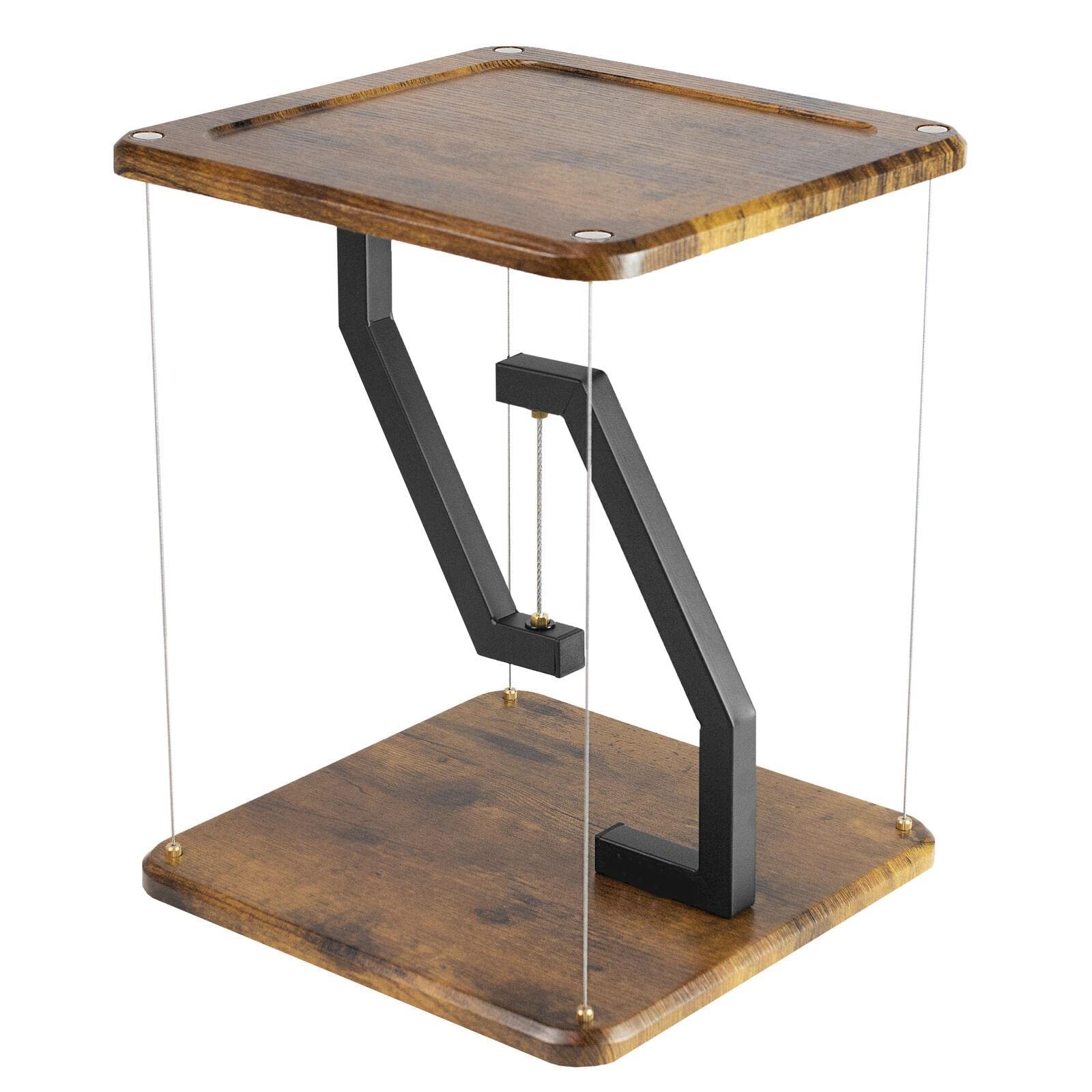 Vintage Brown/Black Universal Adjustable Height Speaker Stand - Floating Tabletop Platform, Tripod Monitor Stand for Dual Monitors & Speakers - Perfect for Home Studio, Office, and Gaming Setup