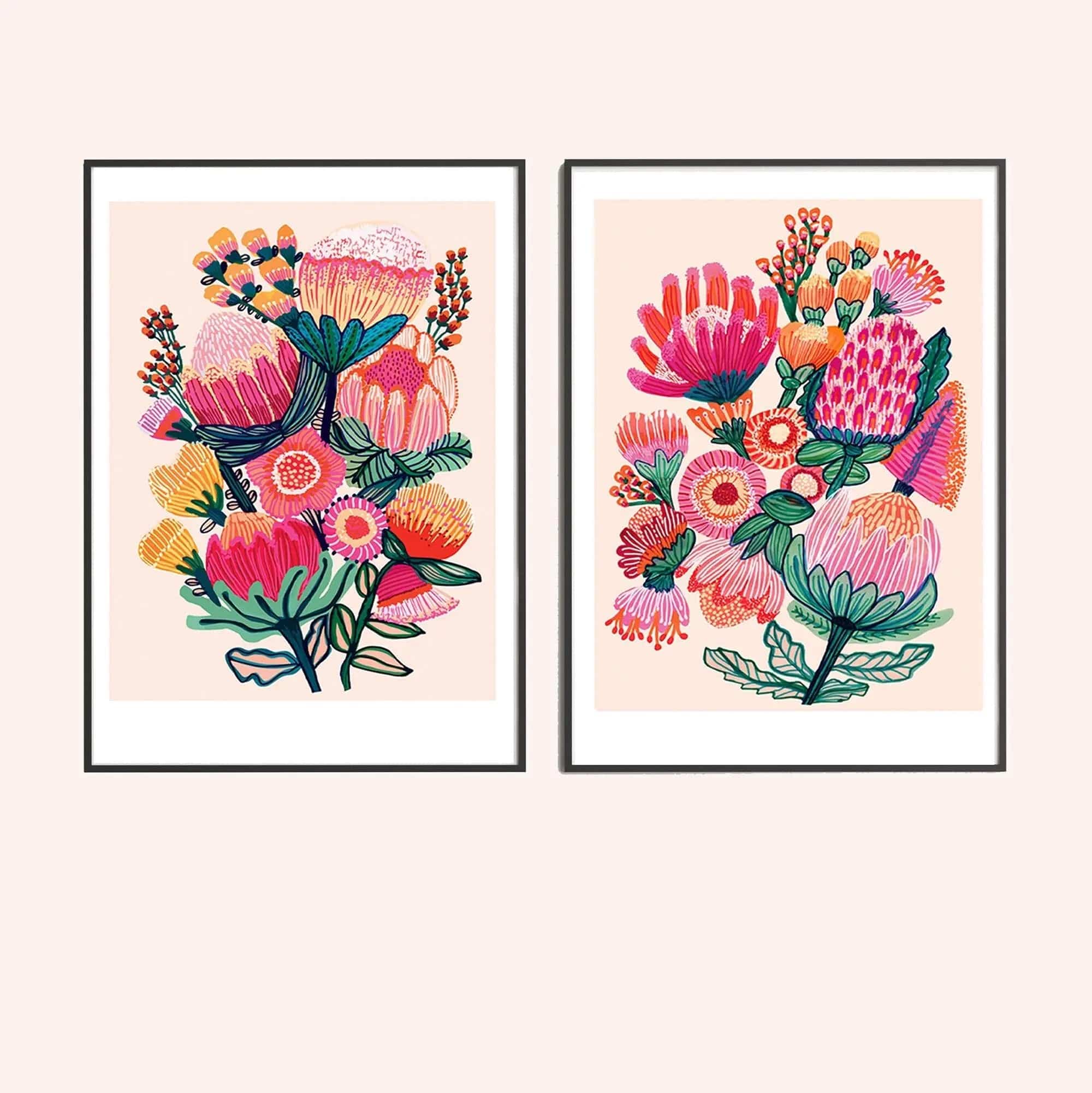 Australian Flowers Wall Art - Botanical Prints for Home & Office Decor | Floral Canvas Painting for Living Room, Bedroom, Kitchen