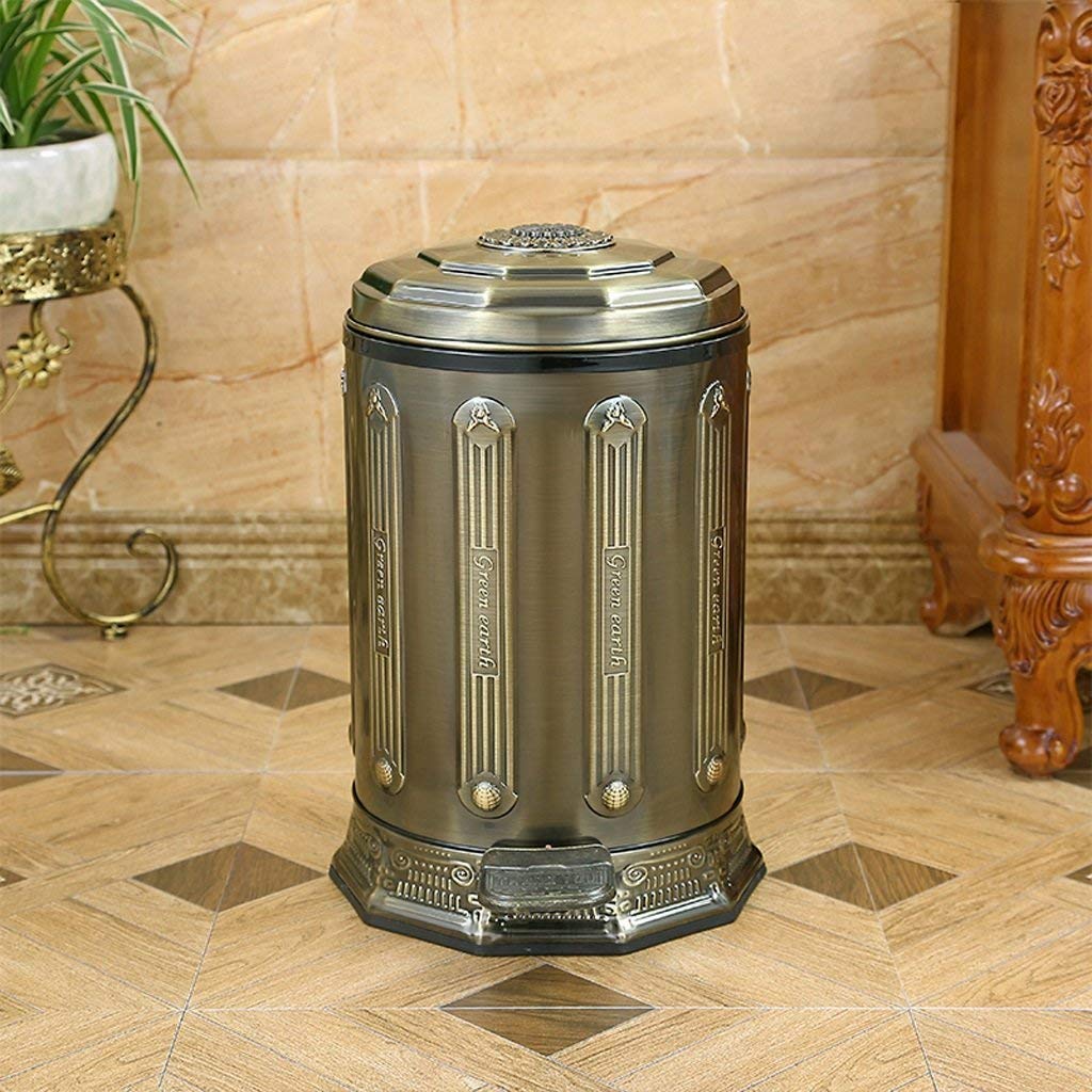Luxury Stainless Steel Step Trash Can with Lid - 6L & 12L Capacity for Kitchen, Living Room, Bedroom, Office & Hotel | European Style Pedal Bin for Home & Commercial Use