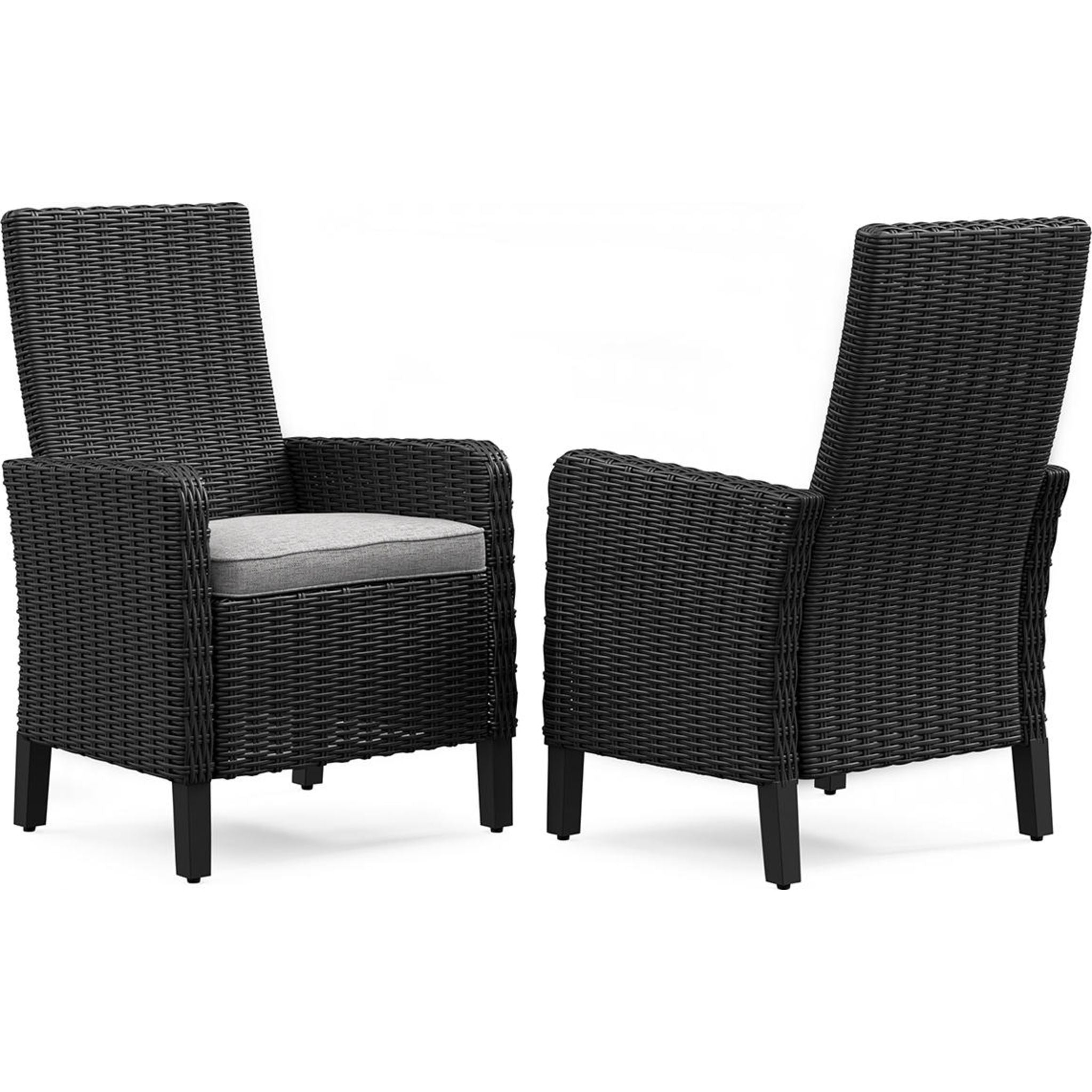 Beachcroft Outdoor Arm Chair with Cushion (Set of 2) - Waterproof Patio Furniture, Black/Light Gray - Perfect for Poolside, Garden, Deck & Backyard Relaxation