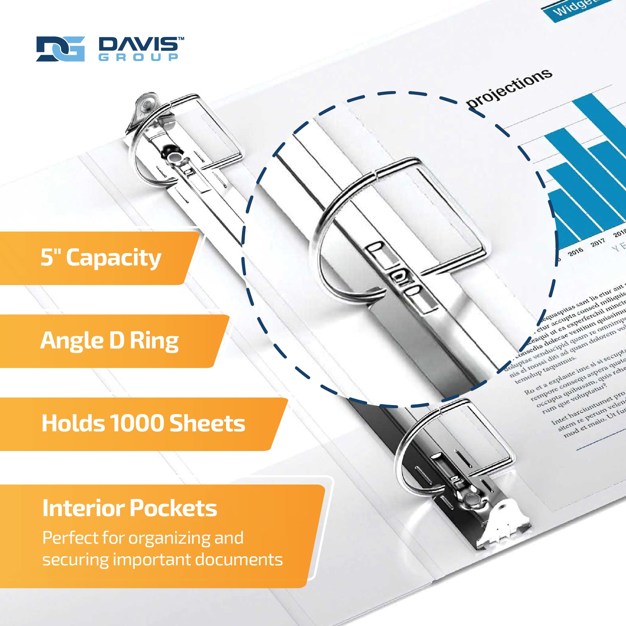 QuickFit View Binder 4-Pack - 5 Inch 3-Ring D-Ring Binders for School, Office & Home Organization - White Binders for Documents, Reports & Presentations - Perfect for Students, Teachers & Professionals