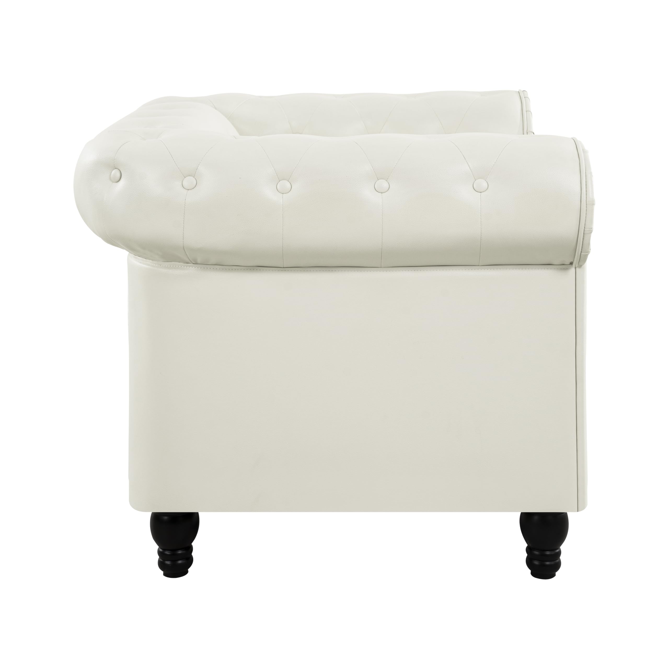 Naomi Home Chesterfield Accent Chair - Modern Tufted Leather Sofa Chair for Living Room & Bedroom - Off White Leather Couch - Perfect for Home Office, Lounge & Reading Nook