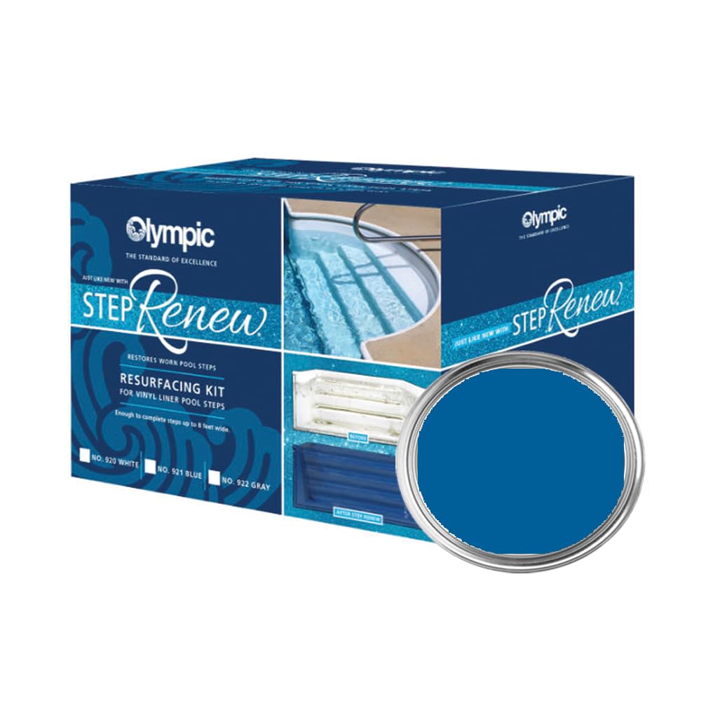 Olympic Pool Paint - Swimming Pool Step Renew Kit - Blue - Vinyl Liner Pool Resurfacing Kit for Steps | Non-Slip Surface, DIY Repair & Maintenance for Inground & Above Ground Pools