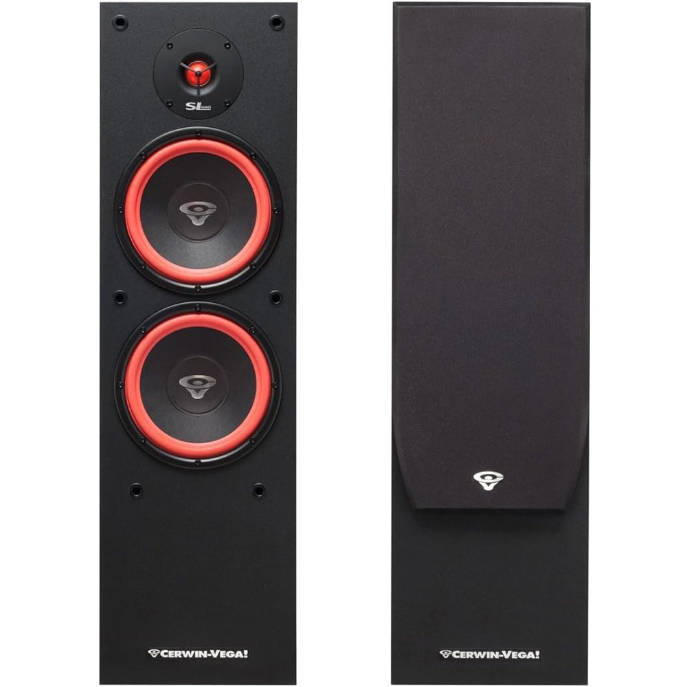 Cerwin Vega SL 28 Dual 8 Inch 2-Way Floor Standing Speakers - High Power Home Audio System for Living Room, Theater & Music Listening
