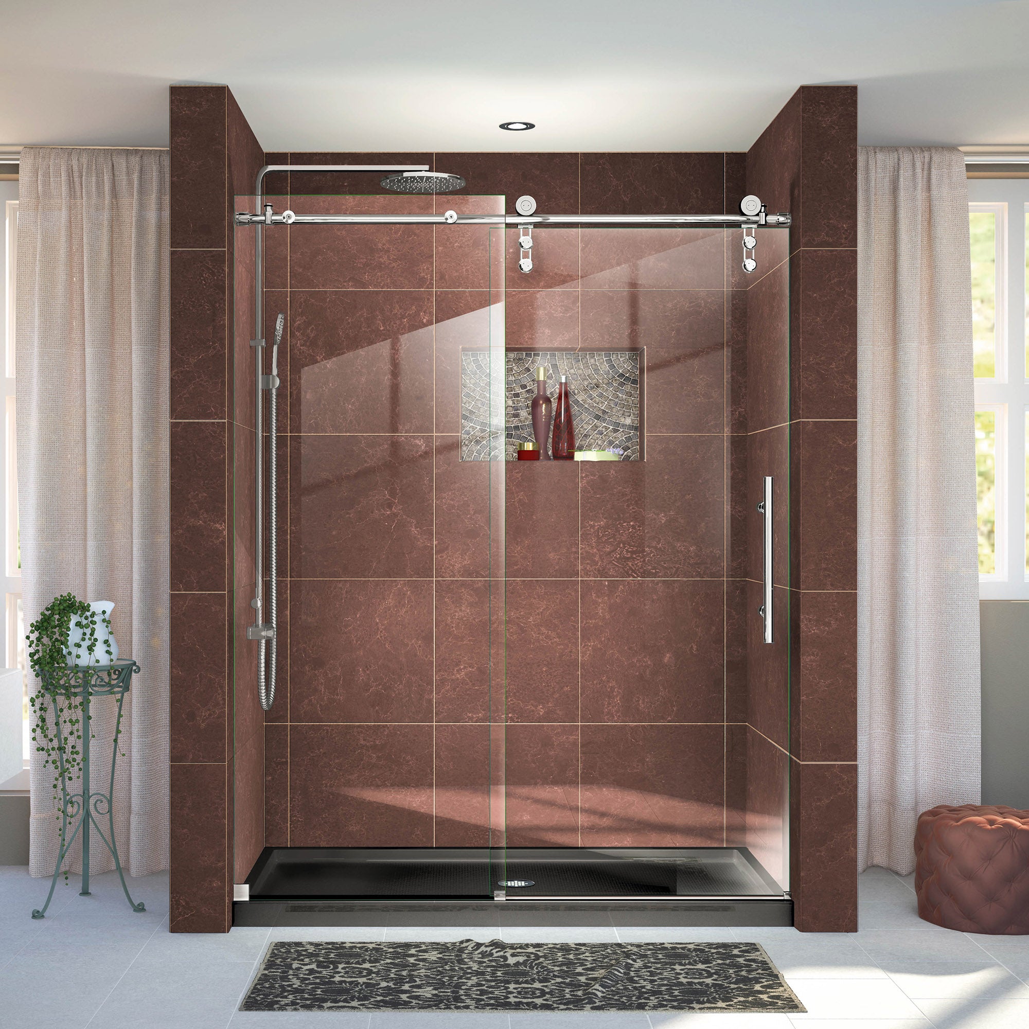 DreamLine Enigma Z 56-60 Inch Frameless Sliding Shower Door - 76 Inch Height, Tempered Glass Bathroom Upgrade for Modern Homes & Luxury Hotels