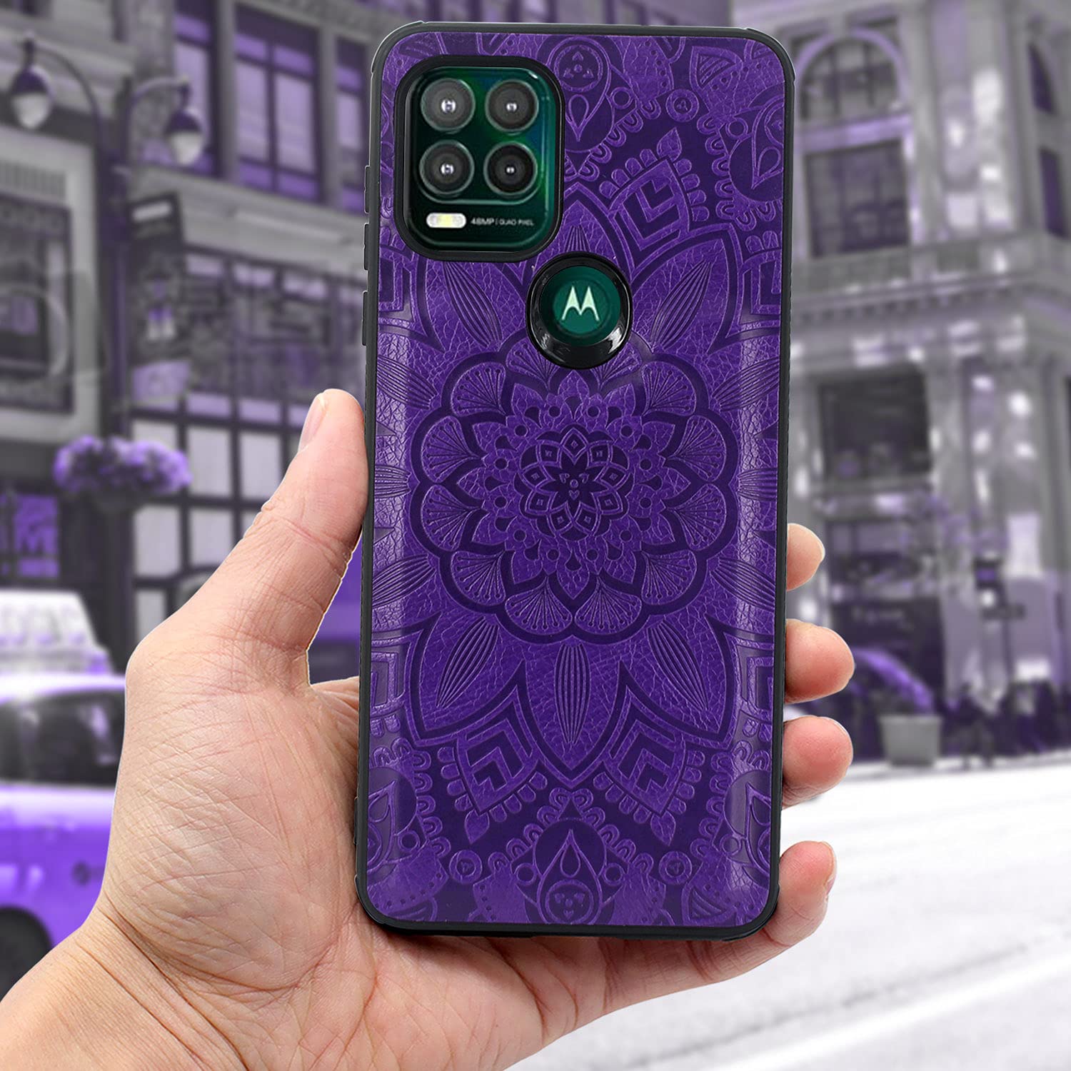 Harryshell Detachable Magnetic Zipper Wallet Case for Motorola Moto G Stylus 5G (2021) - Leather Phone Cover with 12 Card Slots, Cash Pocket & Wrist Strap - Flower Purple | Perfect for Daily Use, Travel & Hands-Free Convenience