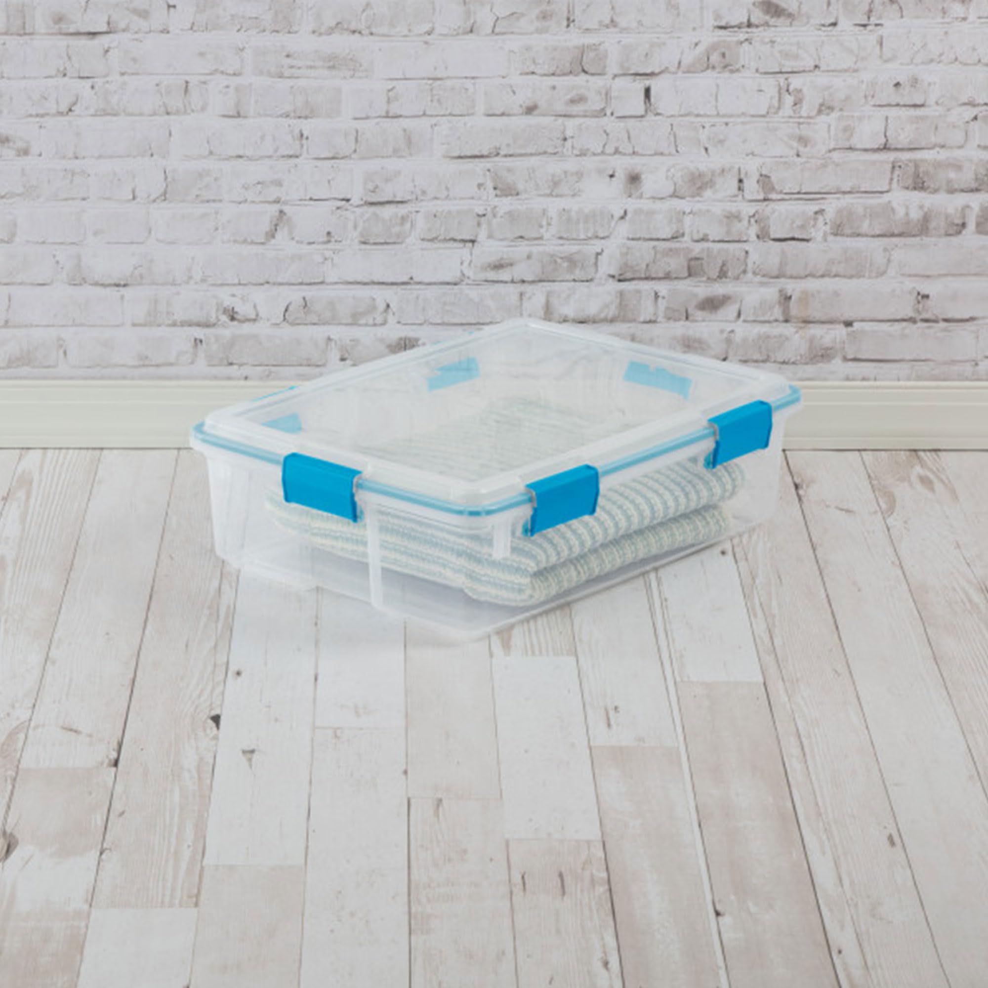 Sterilite 12-Pack 37 Quart Clear Weatherproof Storage Bins with Secure Latching Lids - Airtight Plastic Containers for Home Organization, Garage, Basement & Outdoor Use