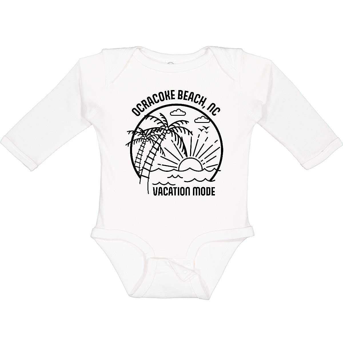 Inktastic Summer Vacation Mode Ocracoke Beach North Carolina Graphic Long Sleeve Baby Bodysuit - Perfect for Beach Trips, Family Photos & Casual Outings