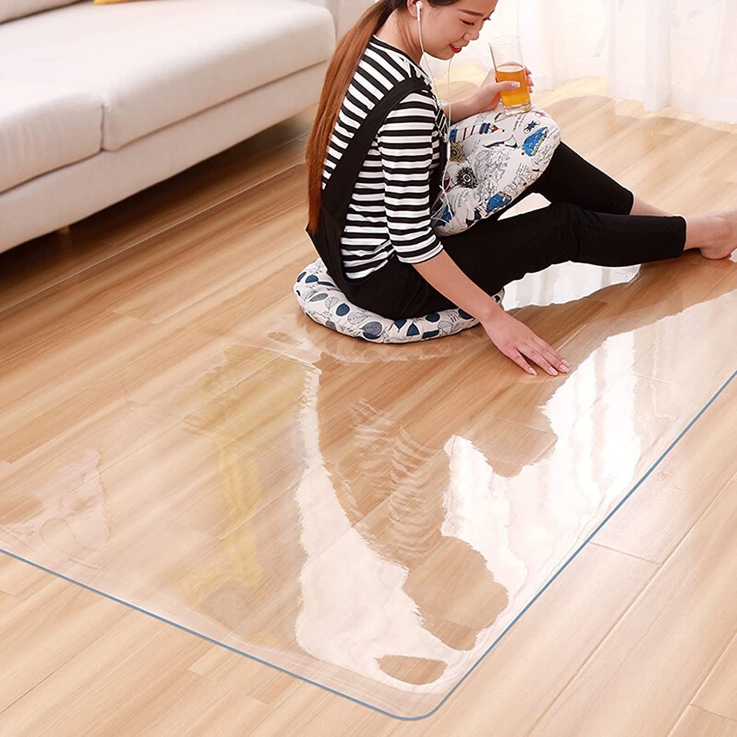 Crystal Clear Hard-Floor Chair Mat - Ultra Thin Office Chair Mat for Tile & Hard Floors | Non-Slip Plastic Floor Protector | Indoor/Outdoor Use | Works on Carpet Too | Perfect for Home Office, Conference Rooms & Workspaces