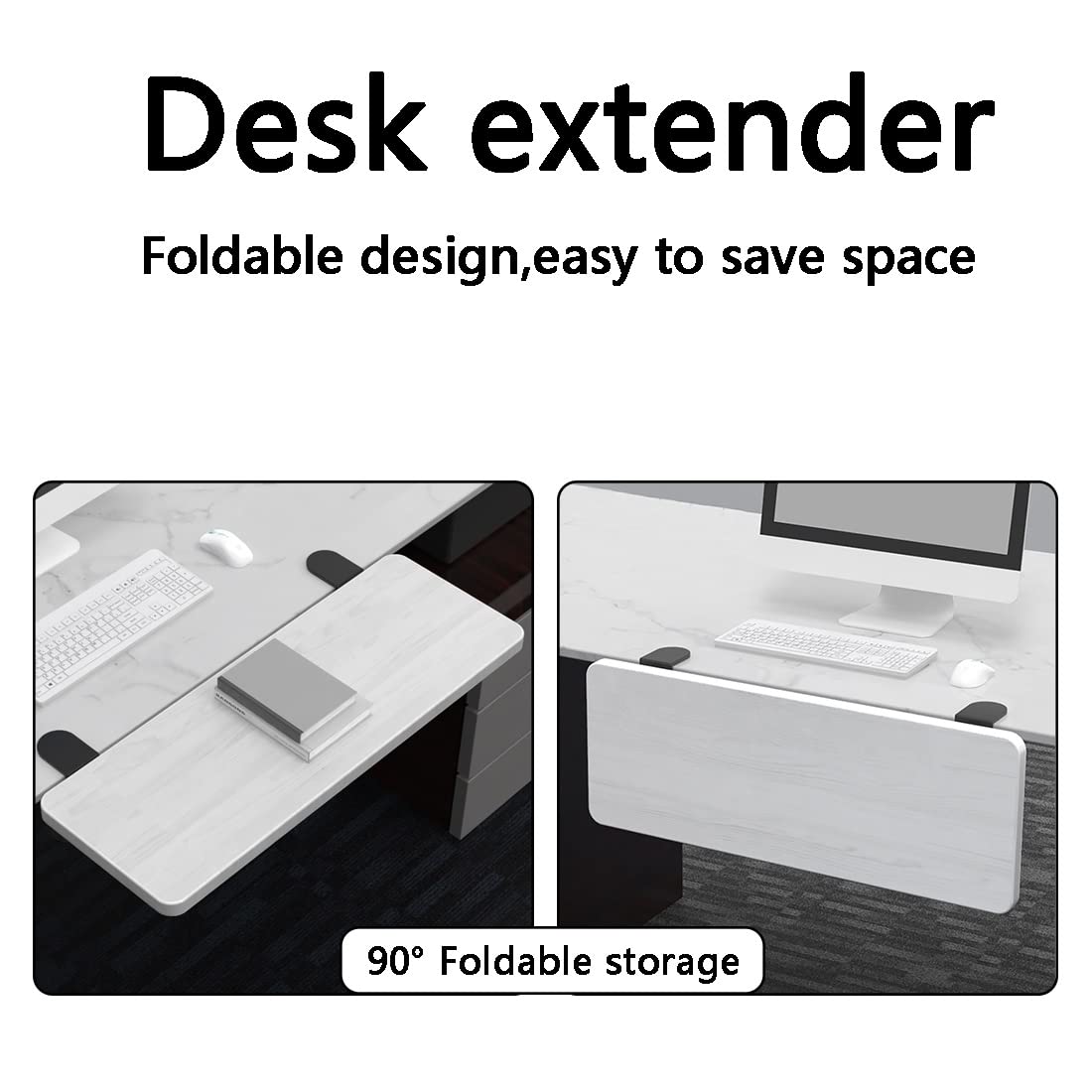 Ergonomic Keyboard Tray - Adjustable Clamp-On Desk Extender with No Drilling Installation, Perfect for Home Office & Workspace - Space-Saving Side Table for Computers, Laptops & Office Accessories