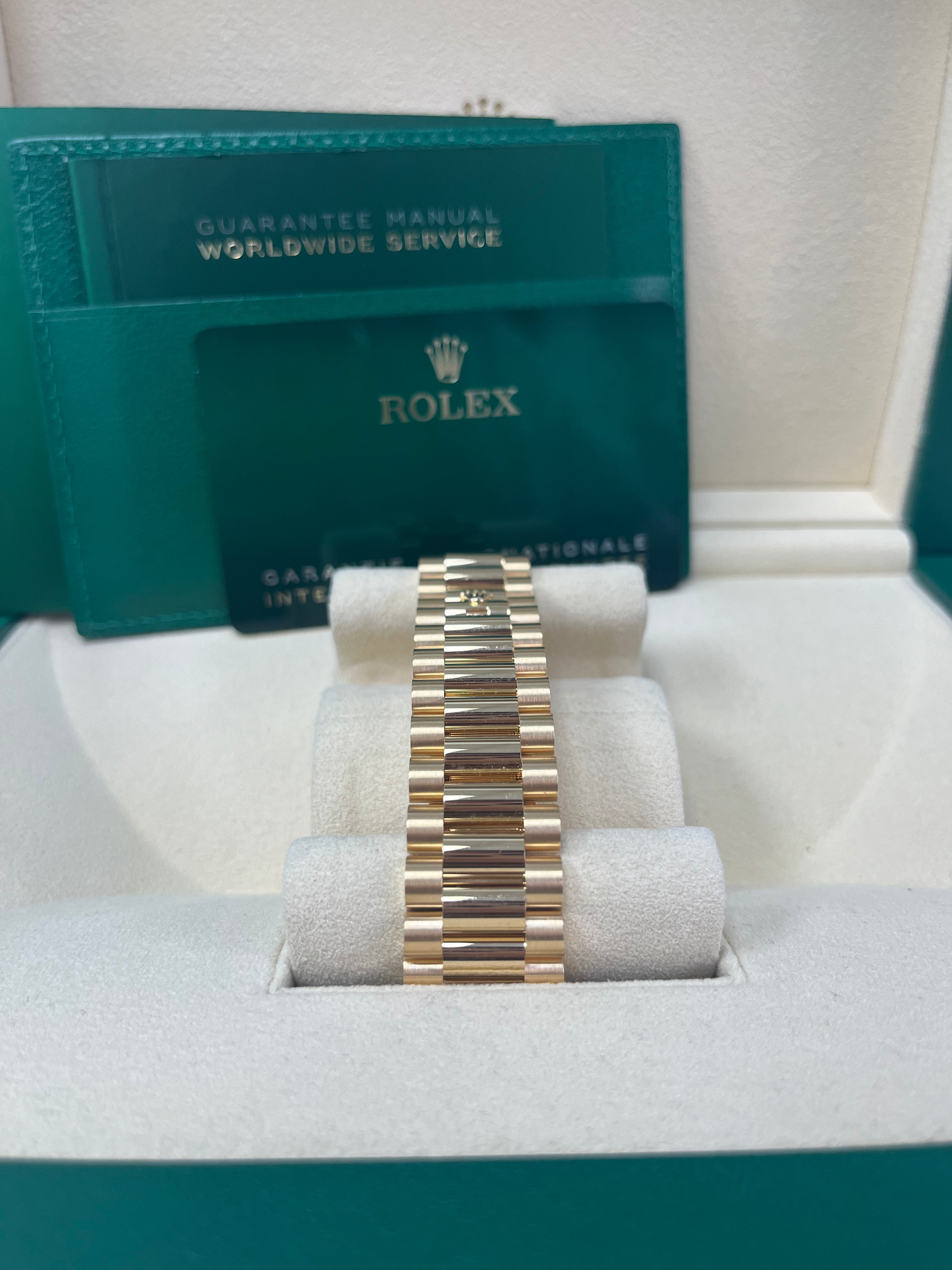 Rolex Day Date 40mm 18K Yellow Gold Men's Watch with Champagne Roman Dial & Fluted Bezel (Ref #228238) - Luxury Dress Watch for Business & Formal Occasions
