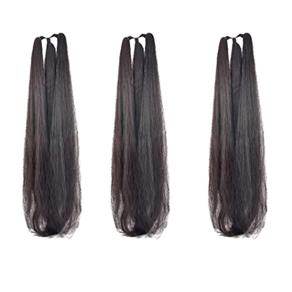 Trendy Club™ Smooth & Silky Straight Synthetic Hair Extensions for Women & Girls - 3 Pack Natural Black Hair Choti/Parandi - Perfect for Parties, Weddings & Daily Styling