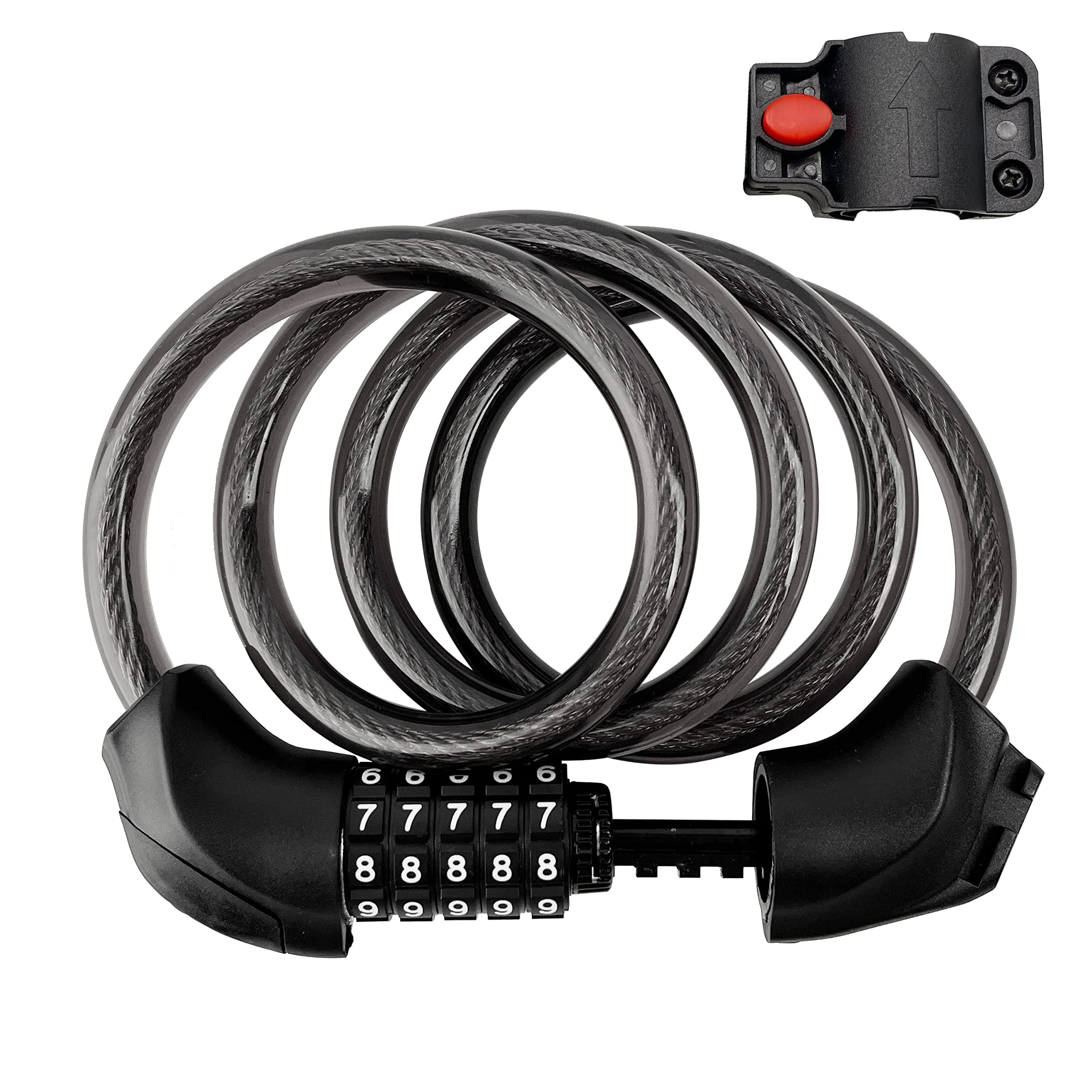 Himiway Heavy Duty 12mm Bike Cable Lock with 5-Digit Combination - 4 ft Anti-Theft High Security Bicycle Lock for Road & Mountain Bikes - Perfect for Outdoor Cycling, Commuting, and Equipment Protection