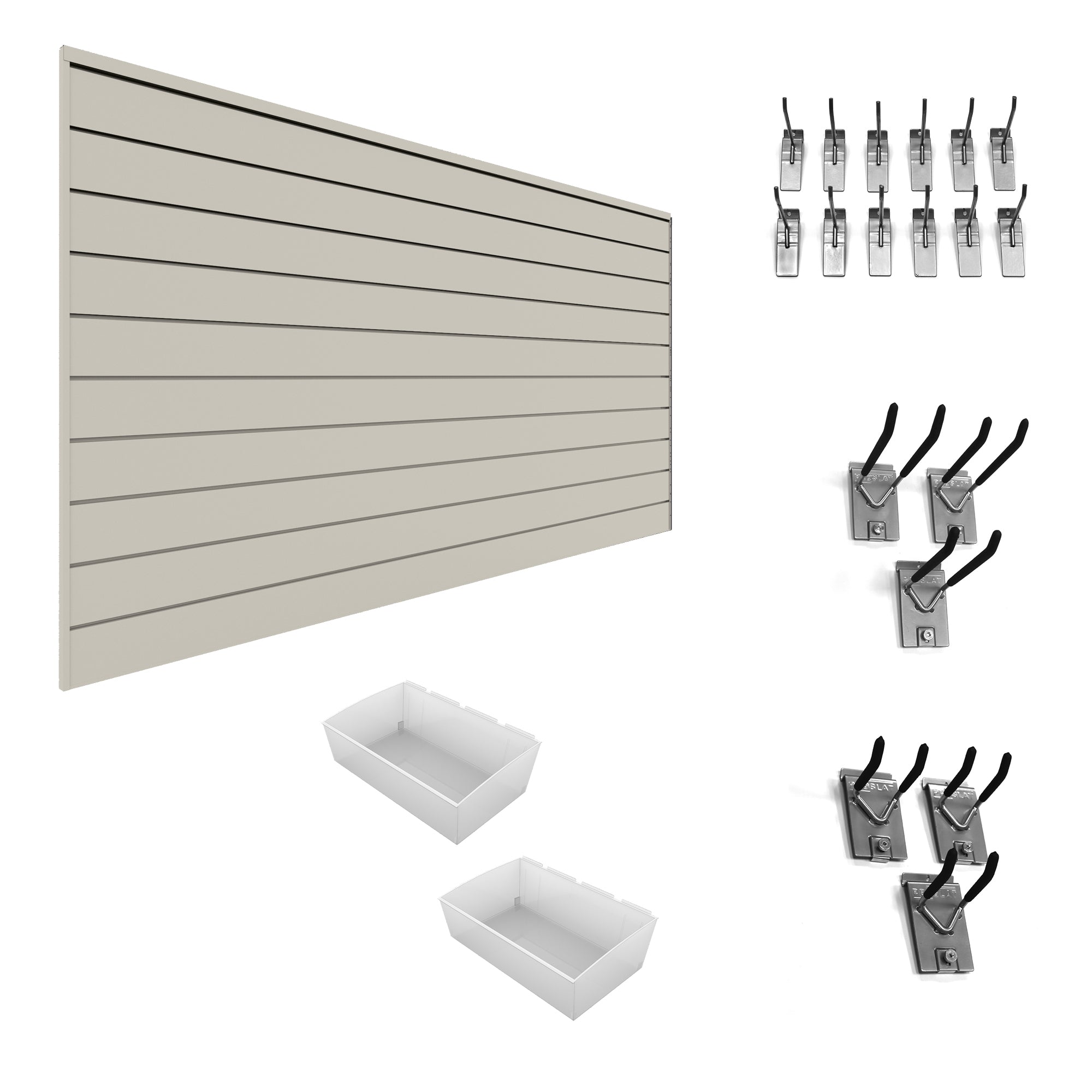 PVC Slatwall Organizer Bundle - Wall Mounted Retail Display System for Stores & Garages - Perfect for Organizing Tools, Accessories & Retail Merchandise