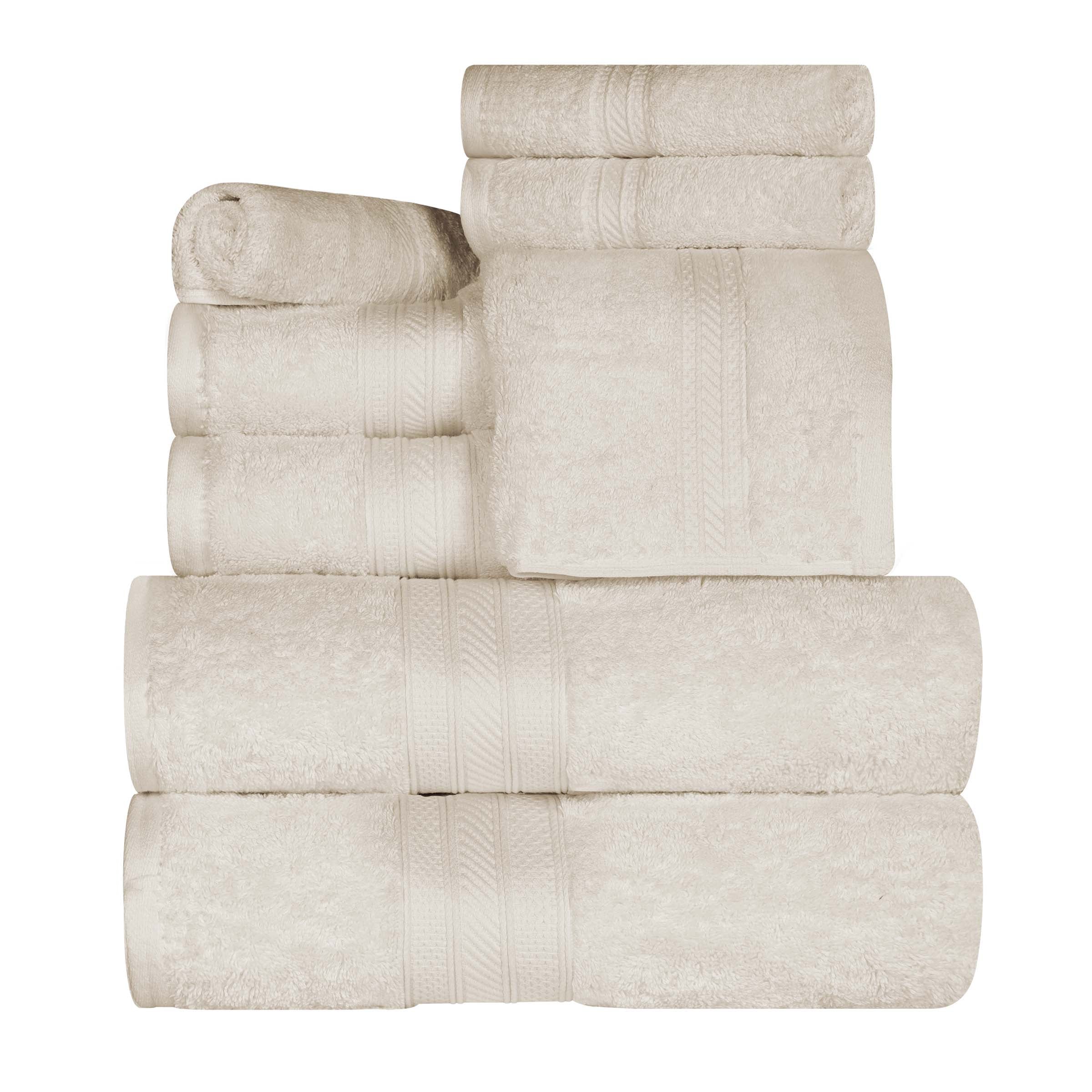 Atlas Cotton Plush Absorbent Heavyweight 8-Piece Bath Towel Set - Ultra Soft & Quick Dry for Spa, Gym, and Luxury Home Use