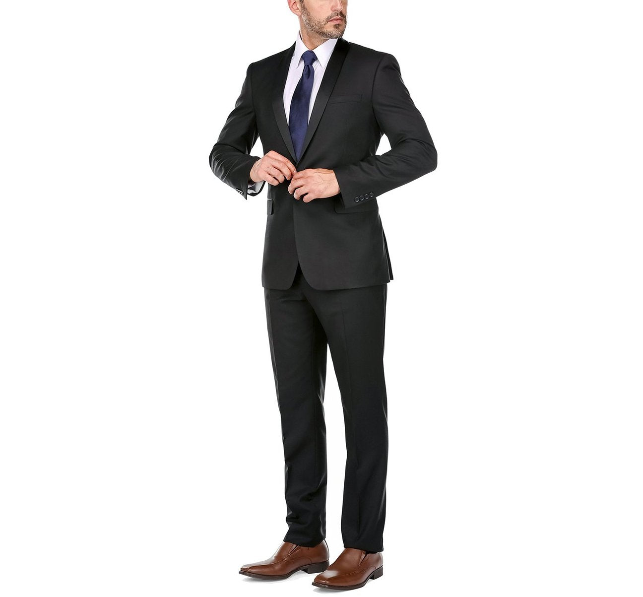 Alessandro Vitello by Renoir 2-Piece Slim Fit Shawl Lapel Tuxedo Suit SH201 | Formal Wedding & Evening Wear | Perfect for Prom, Gala & Black Tie Events