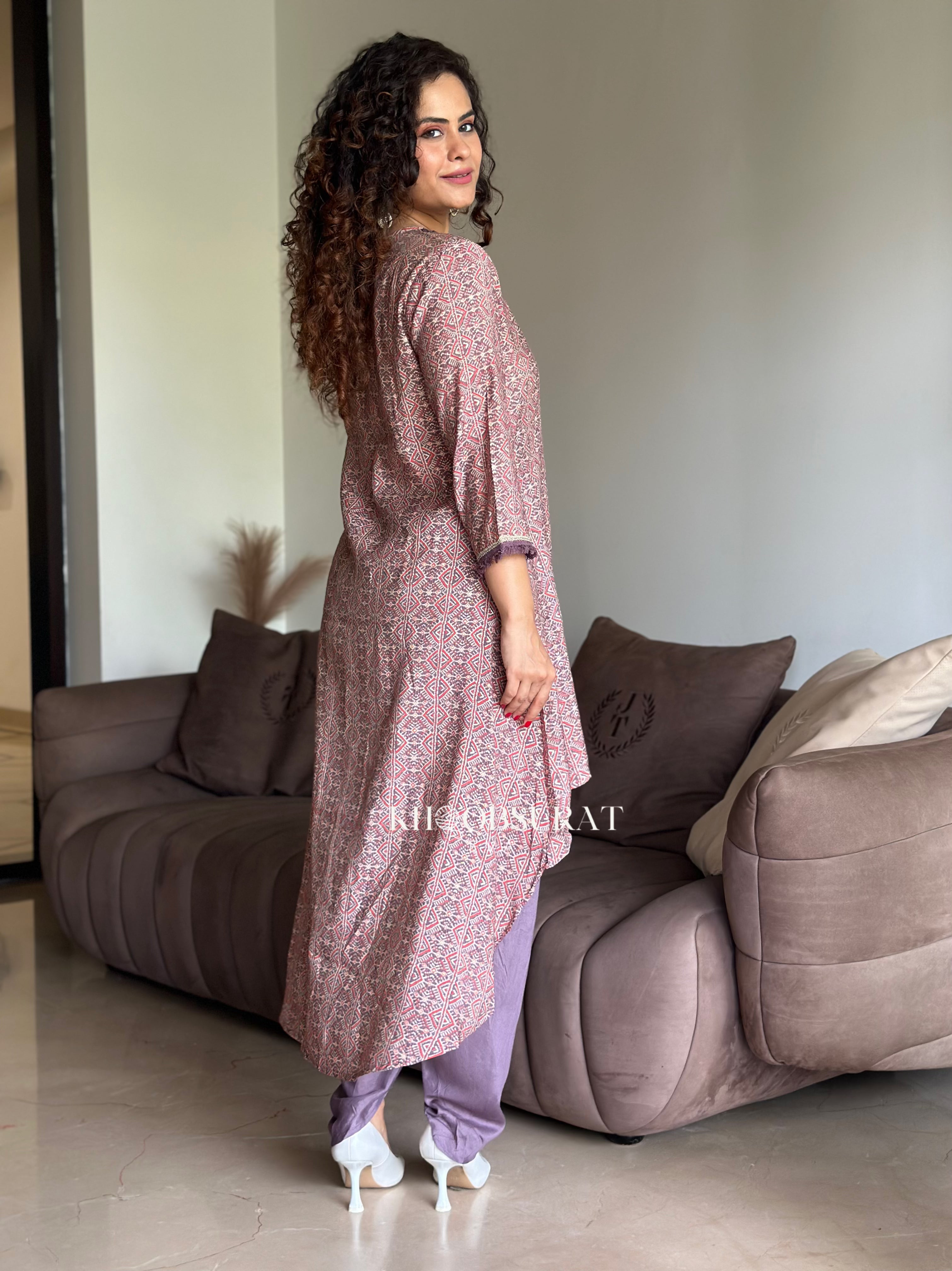 Gulmohar Pink Kurta with Tulip Pants Set | Traditional Indian Ethnic Wear for Women | Perfect for Festivals, Weddings & Cultural Events