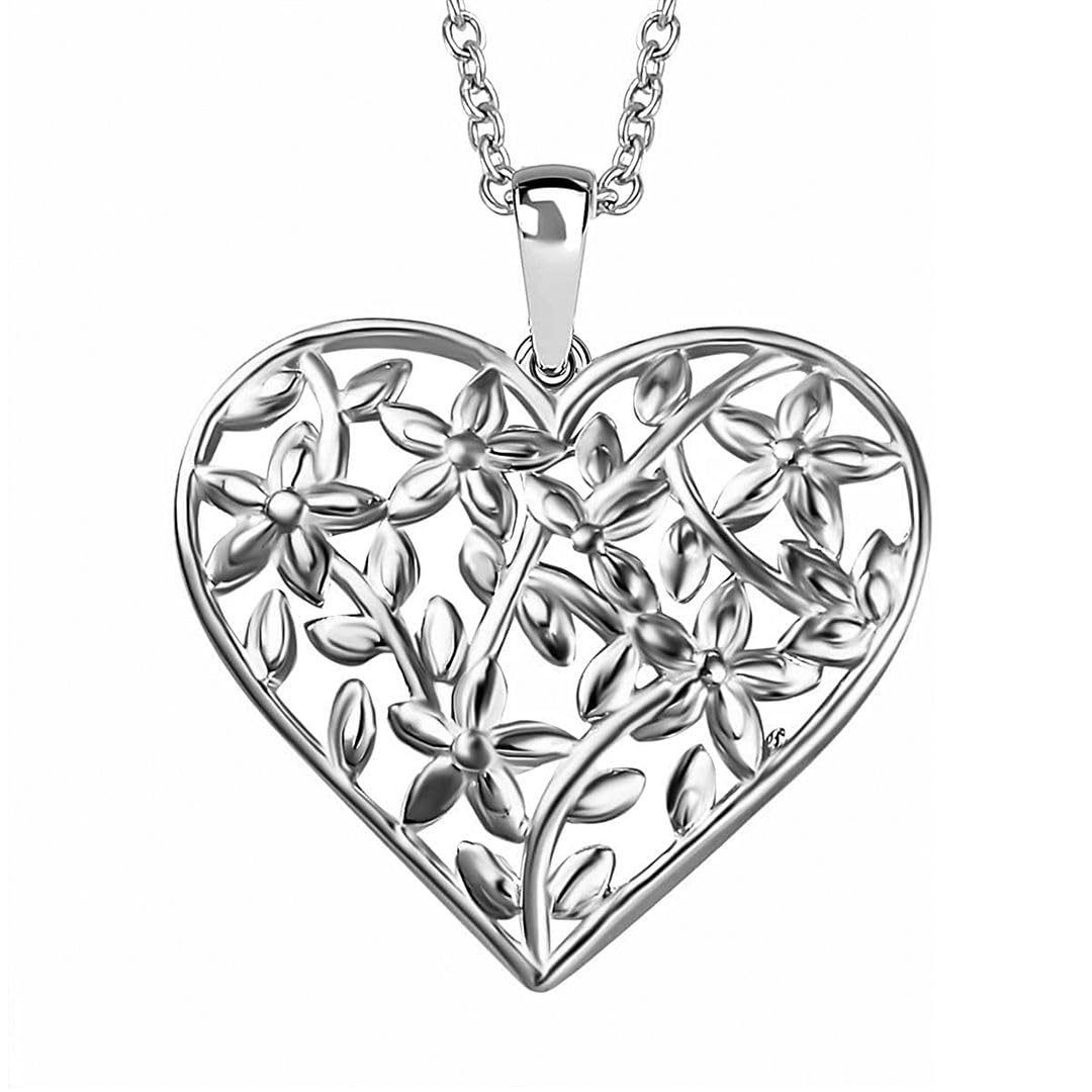 925 Sterling Silver Heart Pendant Necklace for Women - Elegant 20