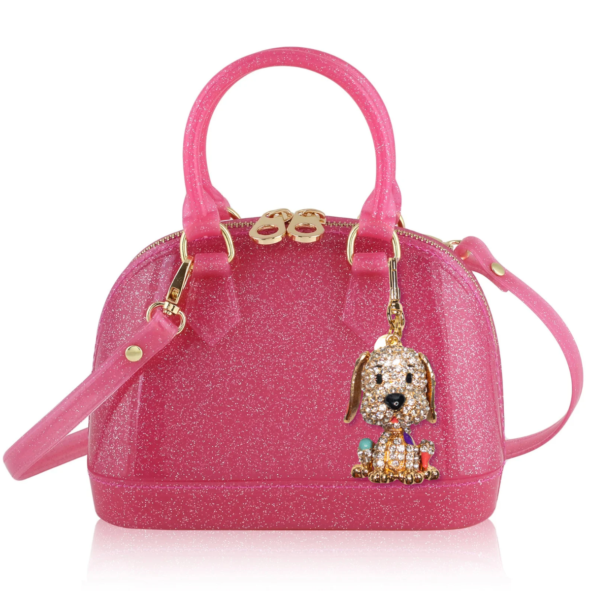 Carrying Kind Cate Hot Pink Sparkle Puppy Charm - Adorable Dog-Themed Accessory for Keychains, Bags & Backpacks | Perfect Gift for Pet Lovers