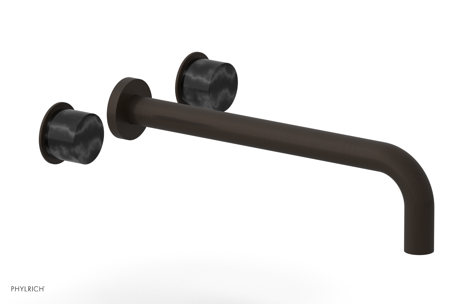 Premium II 12 Wall Mount Lavatory Set with Black Marble Handles - 230 13 12 - Modern Bathroom Sink Faucet for Home & Hotel Decor