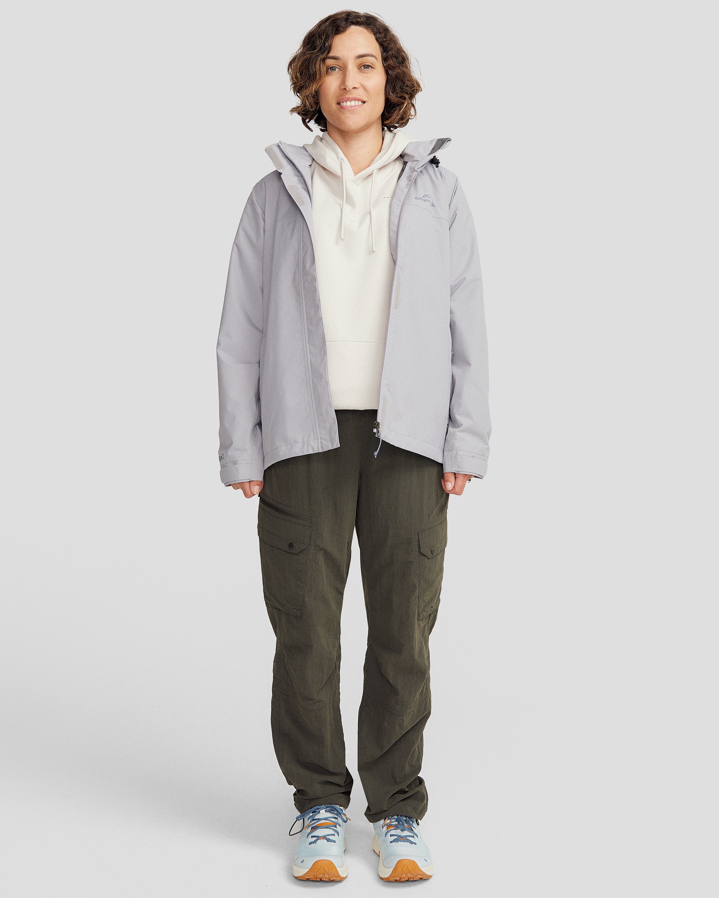 Andulo Women's Waterproof Rain Jacket v3 - Lightweight Windbreaker with Hood for Outdoor Hiking, Travel & Commuting - Light Haze