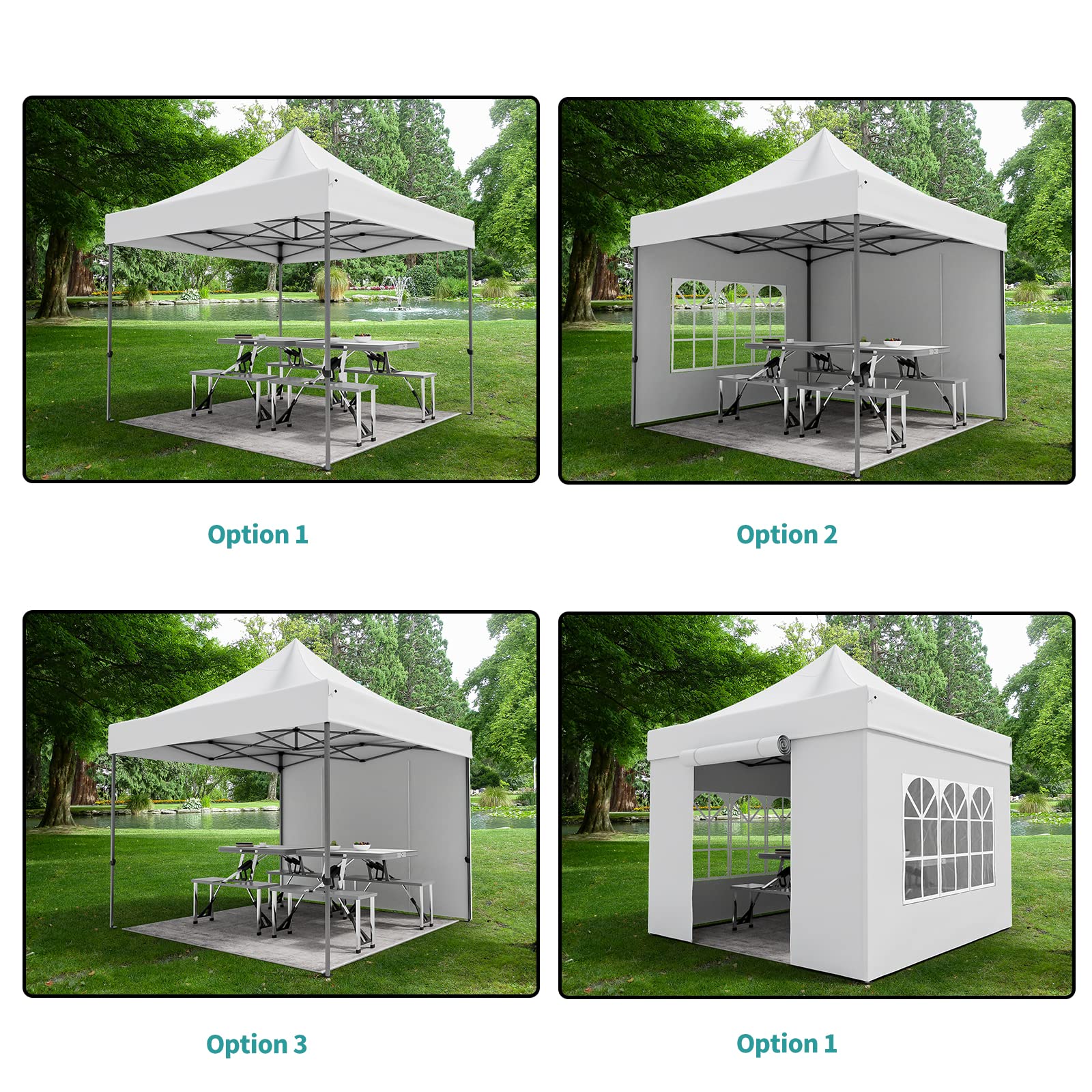 10x10 Pop Up Canopy Tent with Sidewalls - Heavy Duty Commercial Canopy Waterproof & Easy Setup - Perfect for Outdoor Events, Farmers Markets, Beach Parties & Camping (White)
