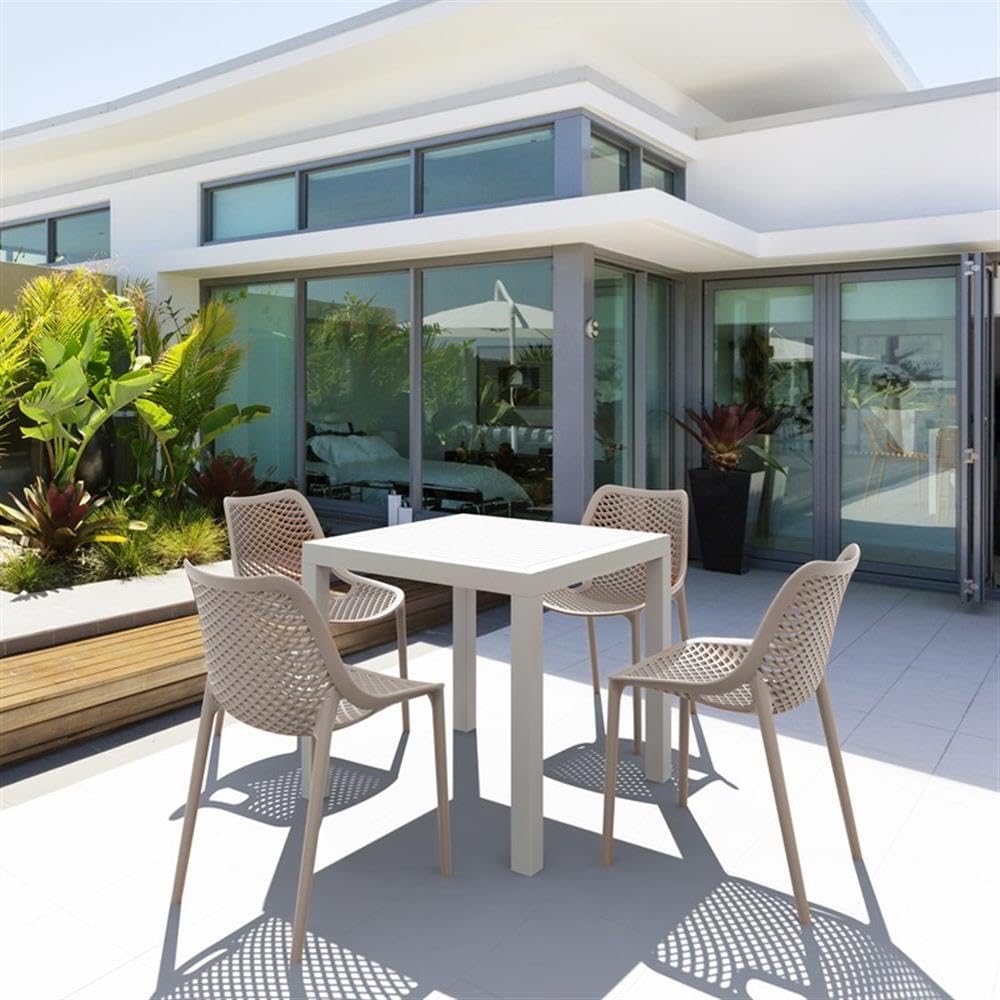 Taupe Outdoor Patio Dining Chairs Set of 2 - Weather-Resistant Comfortable Garden Chairs for Backyard, Poolside & Restaurant Use