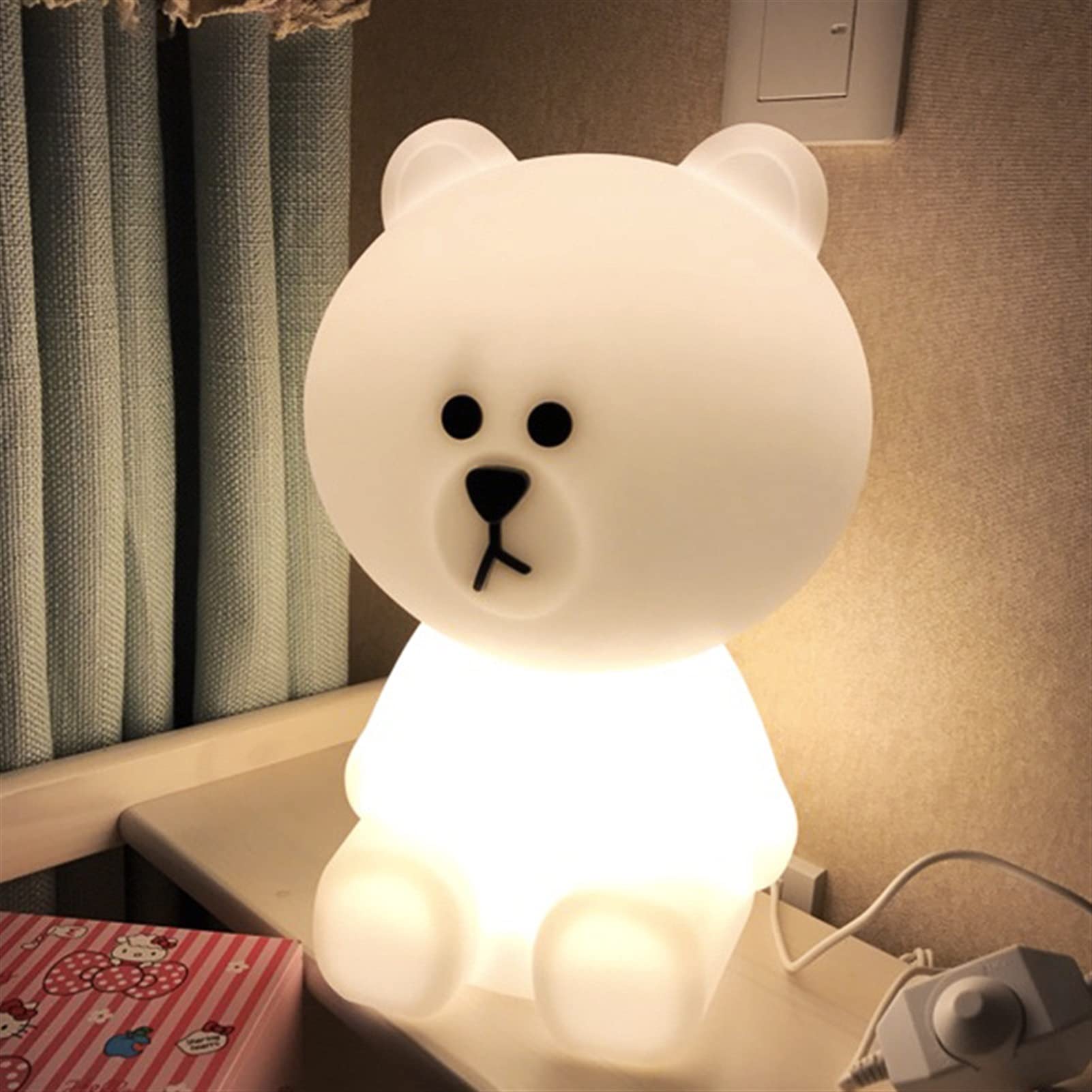 JSJJAJN Kids LED Floor Lamp with Remote Control - Cute Rabbit & Bear Design, Color Changing Night Light for Children's Bedroom, Nursery, Playroom (Bear Big B Lampshade) - Perfect for Bedtime Stories, Nighttime Comfort & Room Decor