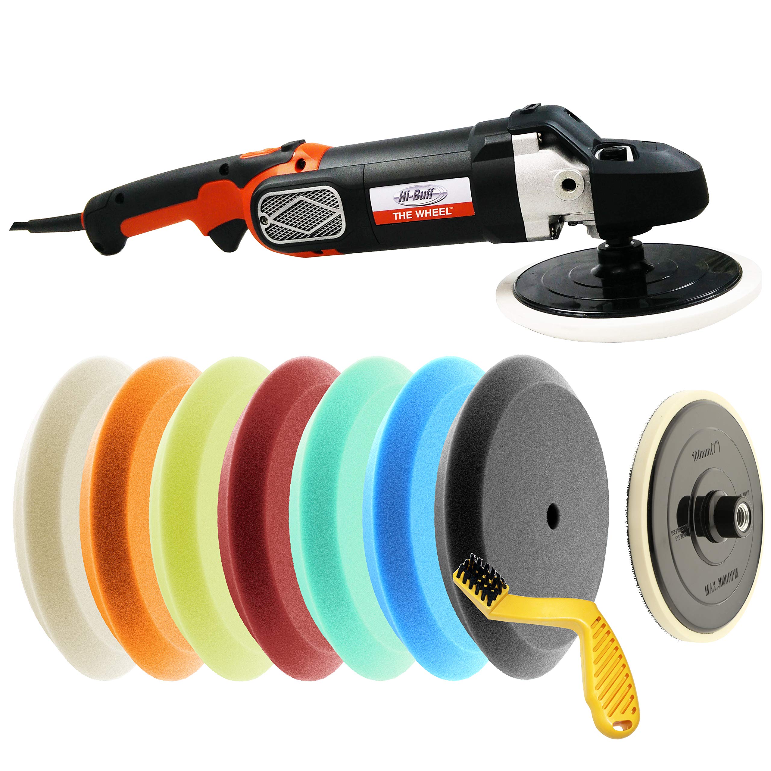 **Rotary Variable Speed Buffer Polisher Machine for Car & Boat Detailing – 7 Foam Buffing Pads & Cleaning Tool Included – Perfect for Auto Detailing, Marine Polishing & DIY Restoration**