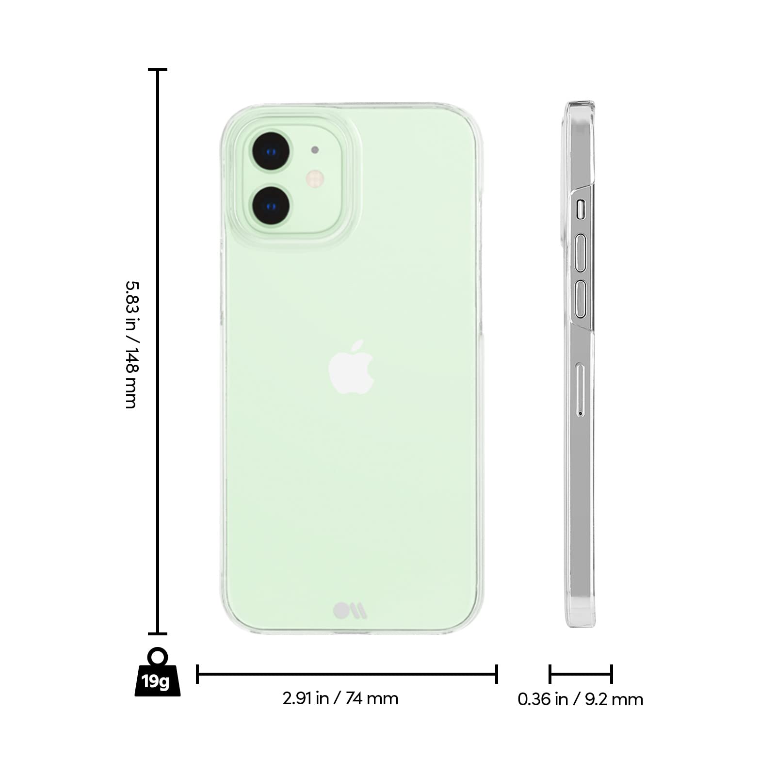 Case-Mate Barely There Ultra Slim Clear Case for iPhone 12 & iPhone 12 Pro (6.1 inch, 5G Compatible) - Perfect for Everyday Protection & Showcasing Your Phone Design